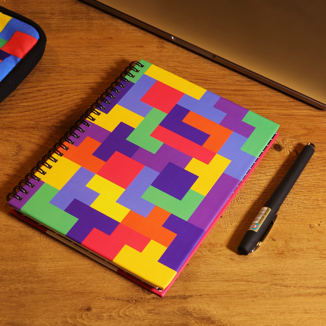 A5 Hard Bound Spiral Journal - Colourful Bricks thumbnail 3