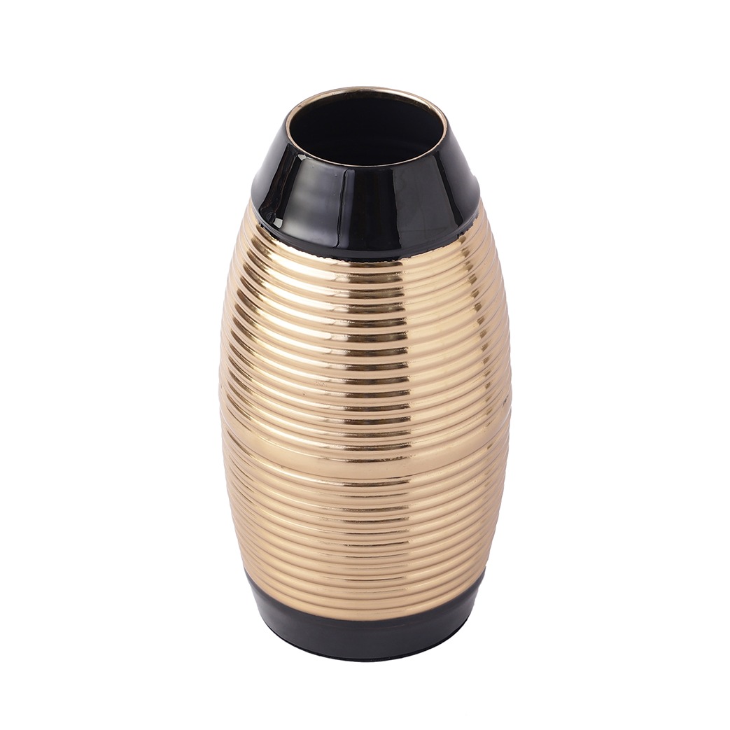 Regal Black and Gold Banded Enamel Vase thumbnail 4