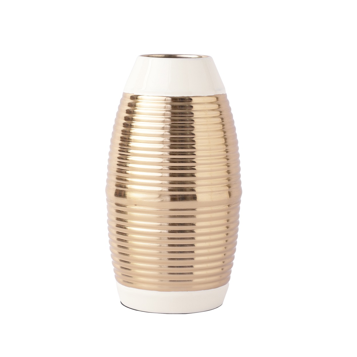 Regal Ivory and Gold Banded Enamel Vase - alternate view