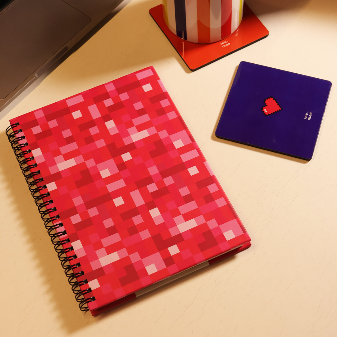 A5 Hard Bound Spiral Journal - Small Pink Pixels thumbnail 3