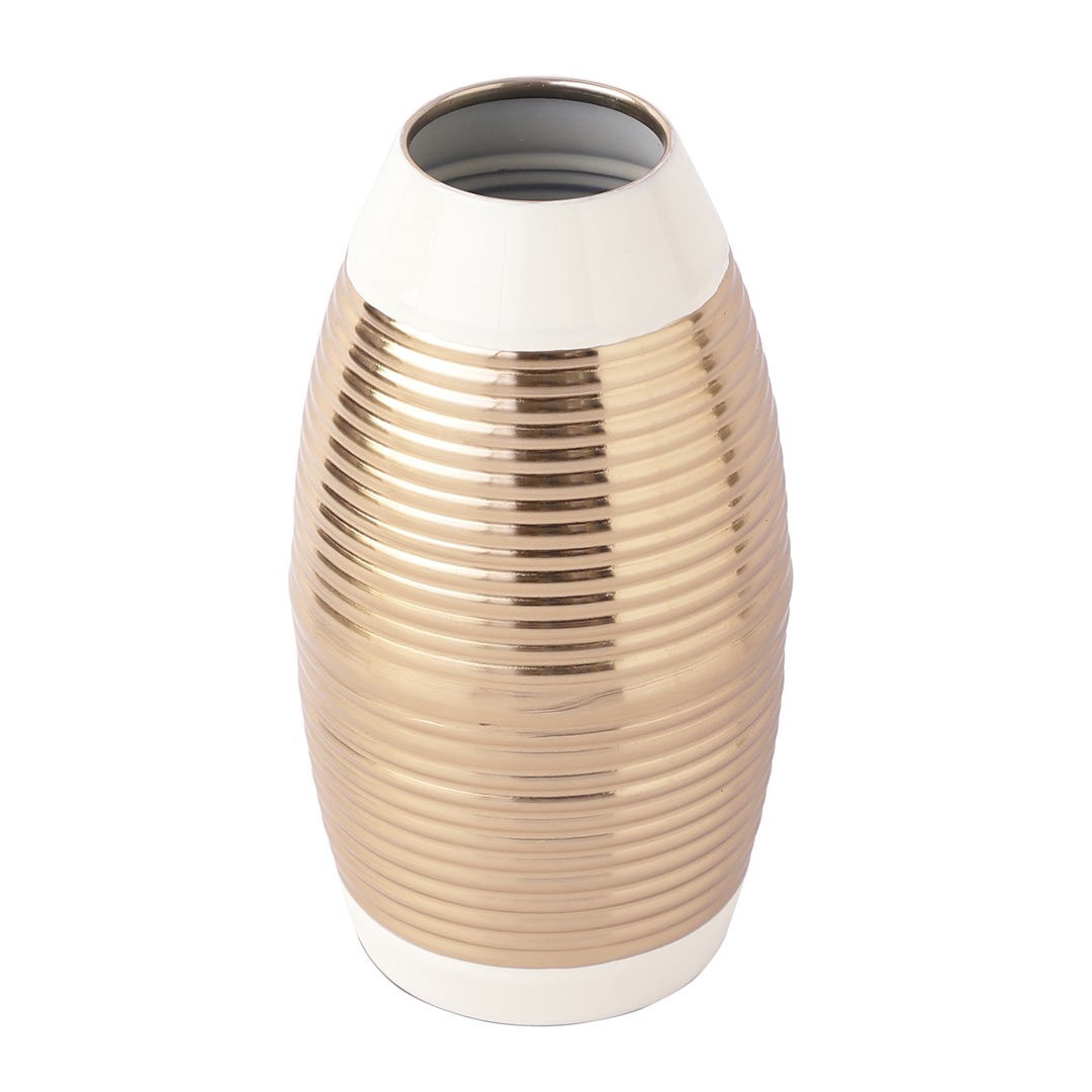 Regal Ivory and Gold Banded Enamel Vase thumbnail 3