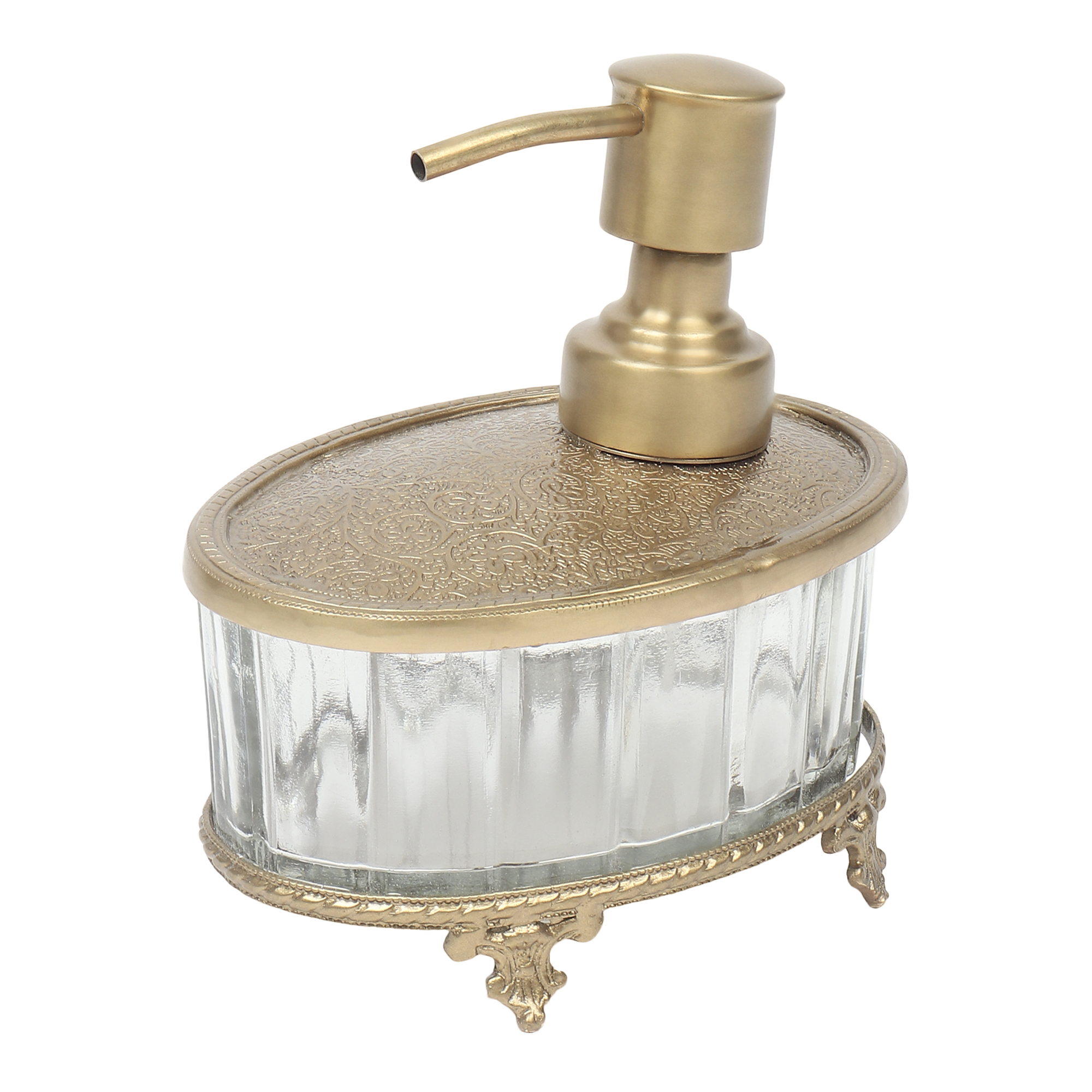 Bathtub Bliss Soap Dispenser Glass & Antique Brass thumbnail 3