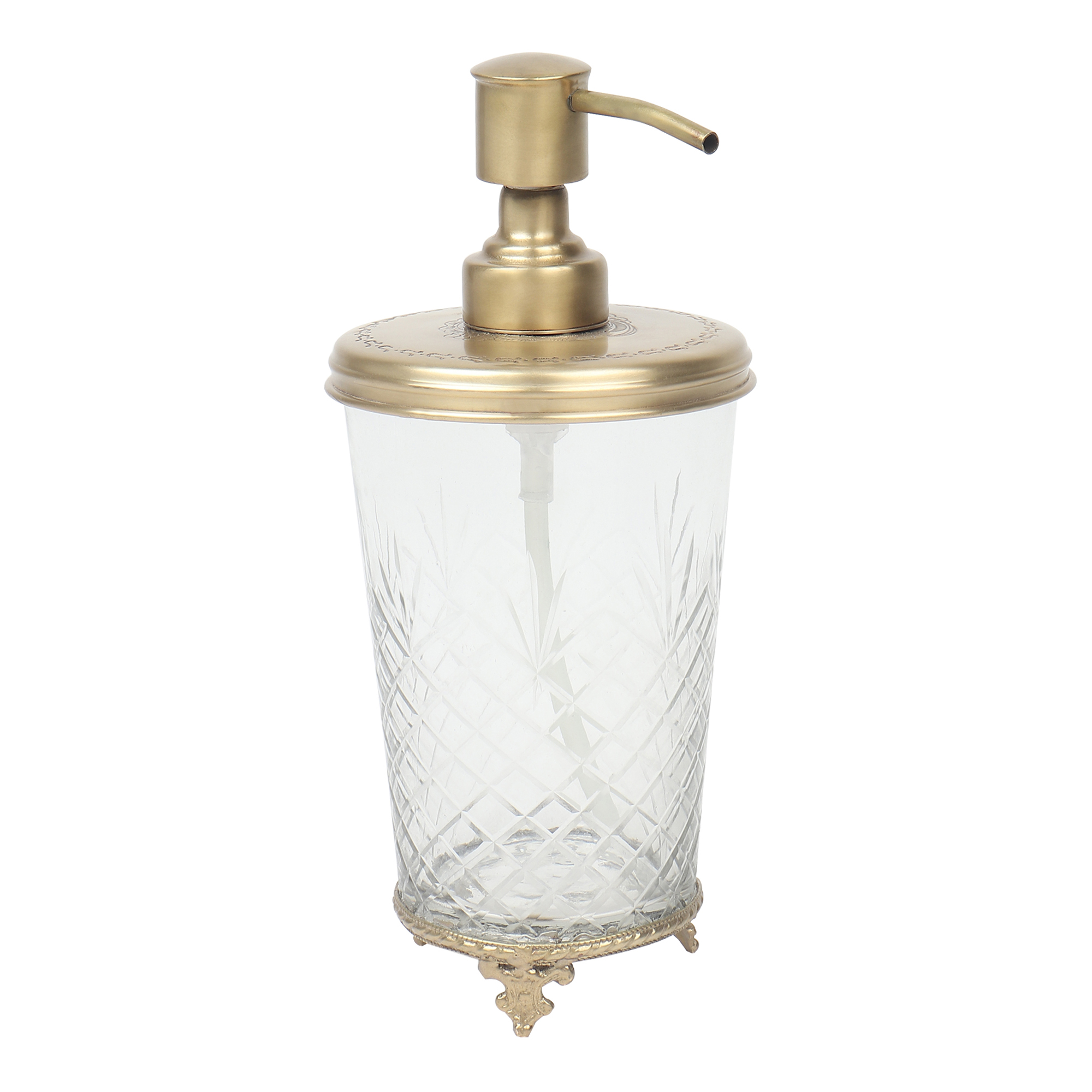Vintage Brass & Glass Soap Dispenser Gold thumbnail 1