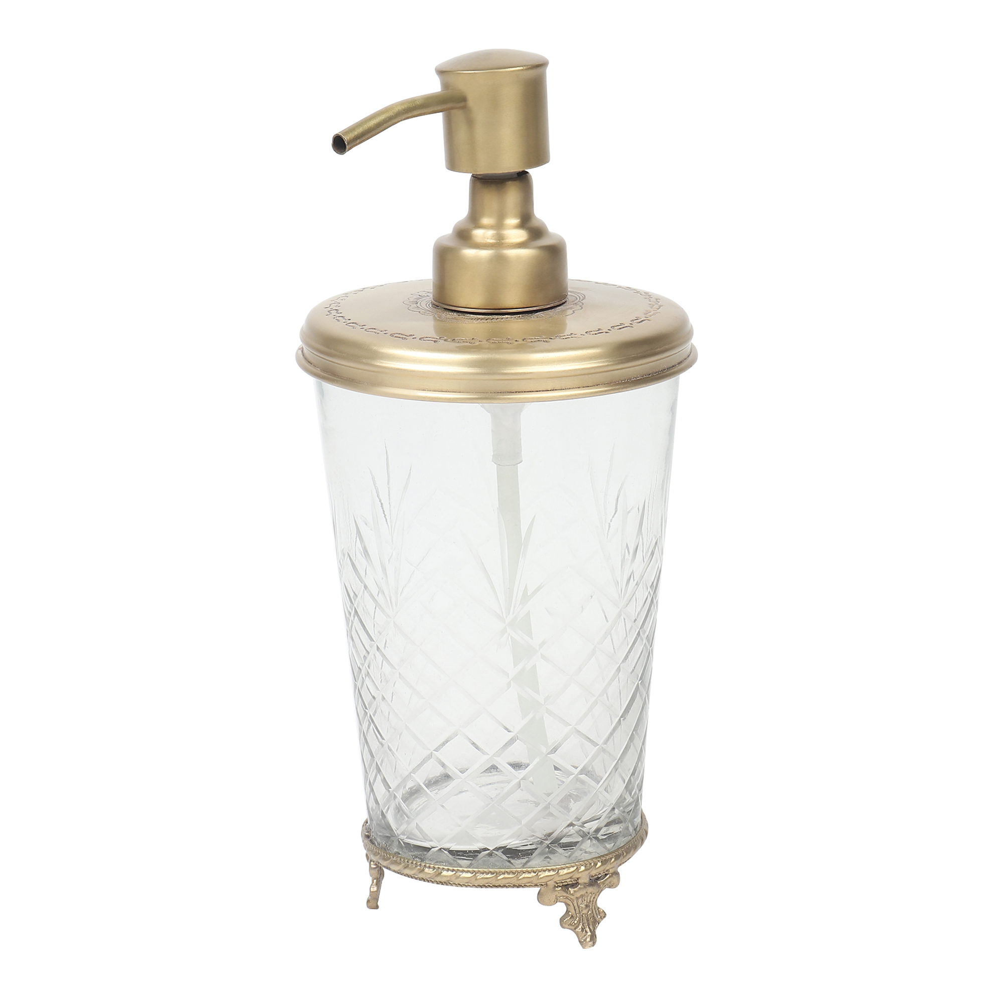 Vintage Brass & Glass Soap Dispenser Gold thumbnail 2