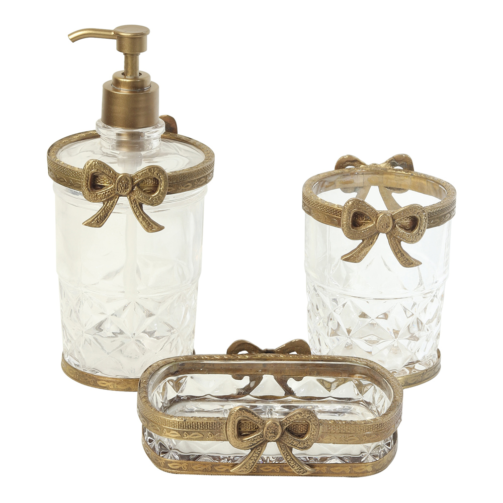 Antique Bow-Tied Glass Bathroom  Gold Set thumbnail 3