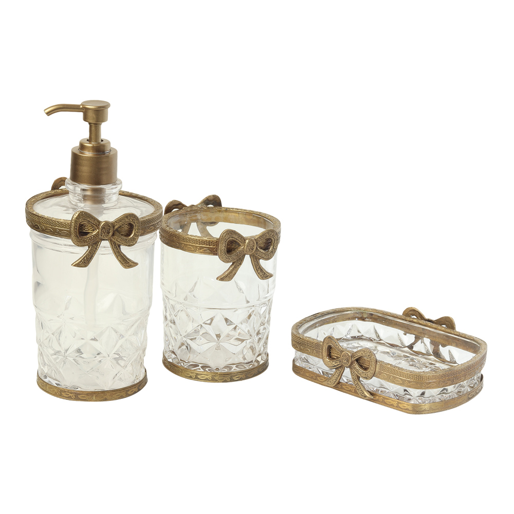 Antique Bow-Tied Glass Bathroom  Gold Set thumbnail 4