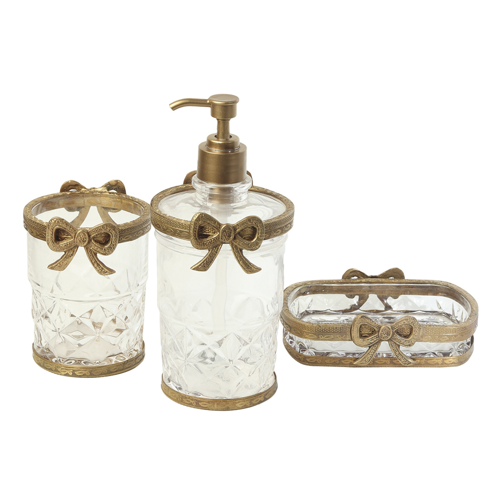 Antique Bow-Tied Glass Bathroom  Gold Set thumbnail 5