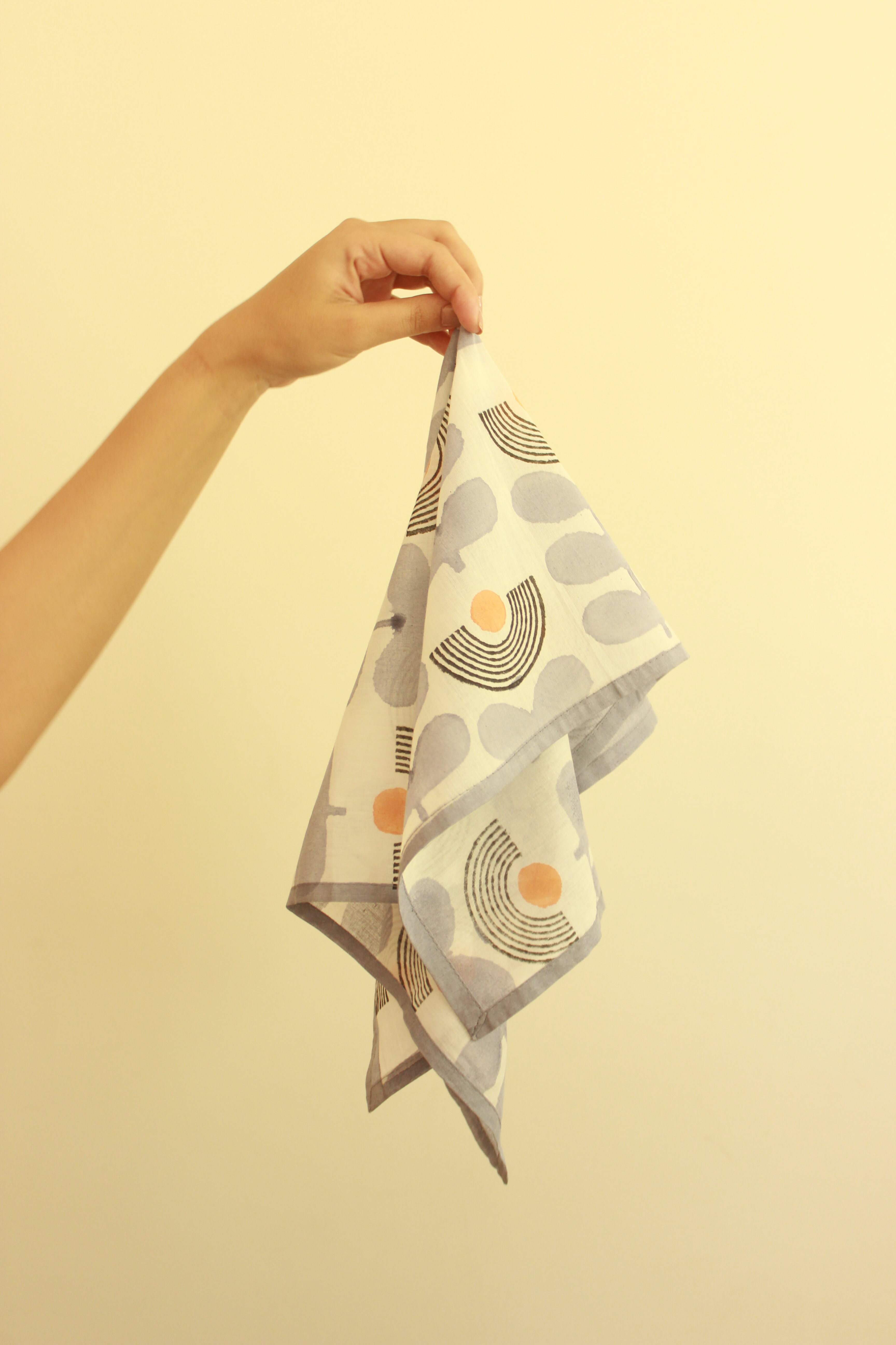 Mid-modern Blue and White Floral Cotton Square Scarf - alternate view