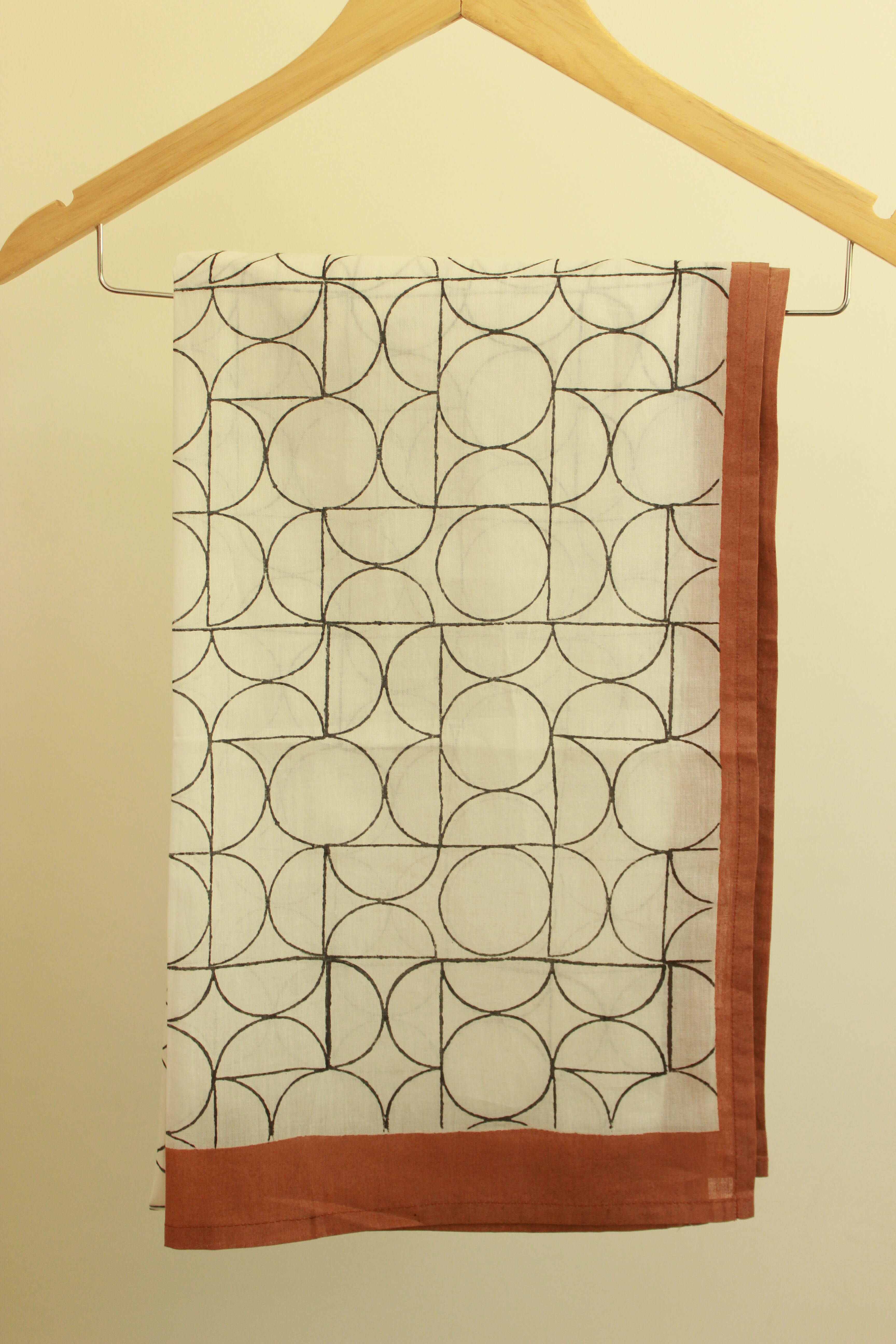 Art Deco Black and White Cotton Scarf Stole thumbnail 3
