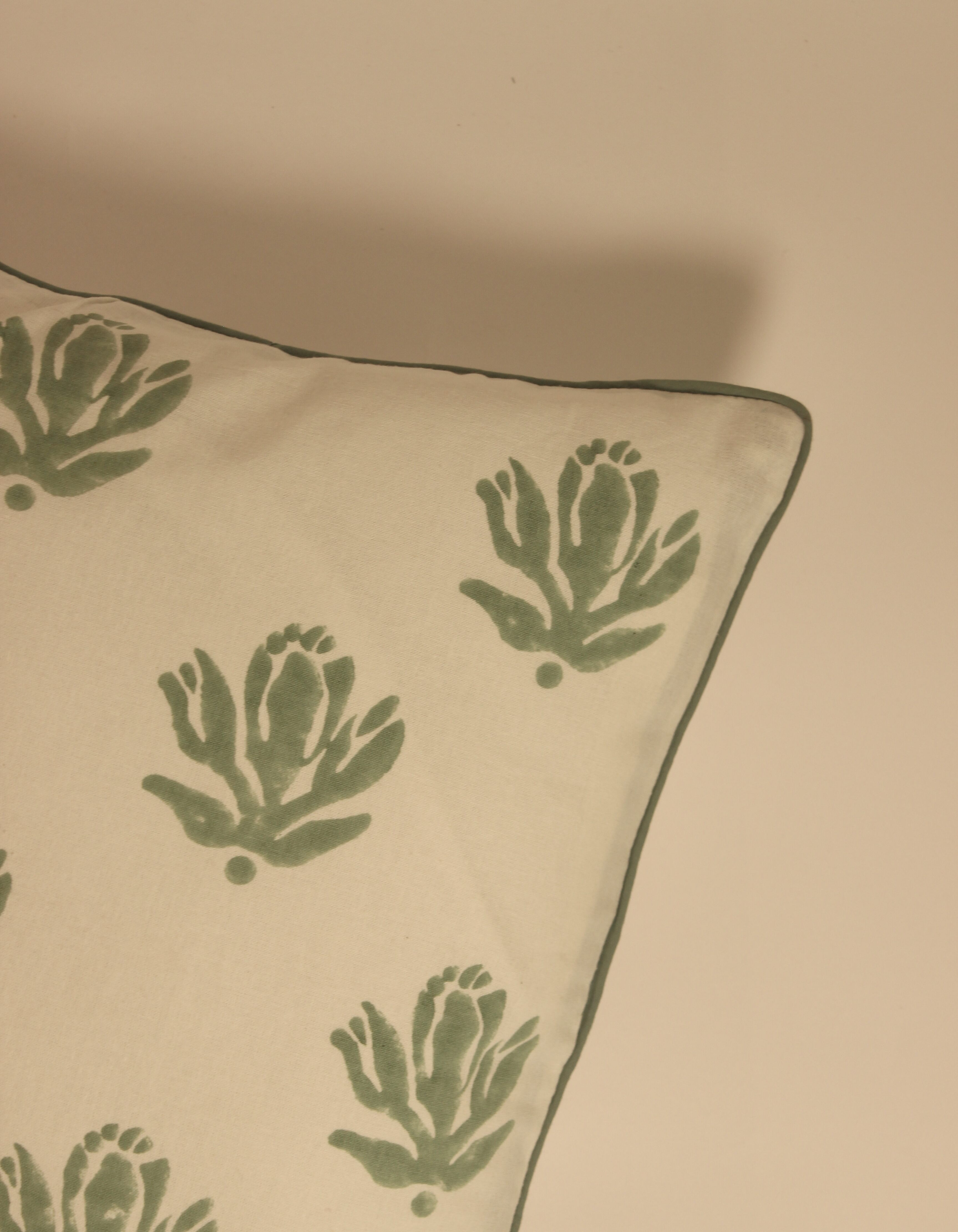 Wildflower Block Printed Cotton Cushion Cover thumbnail 3