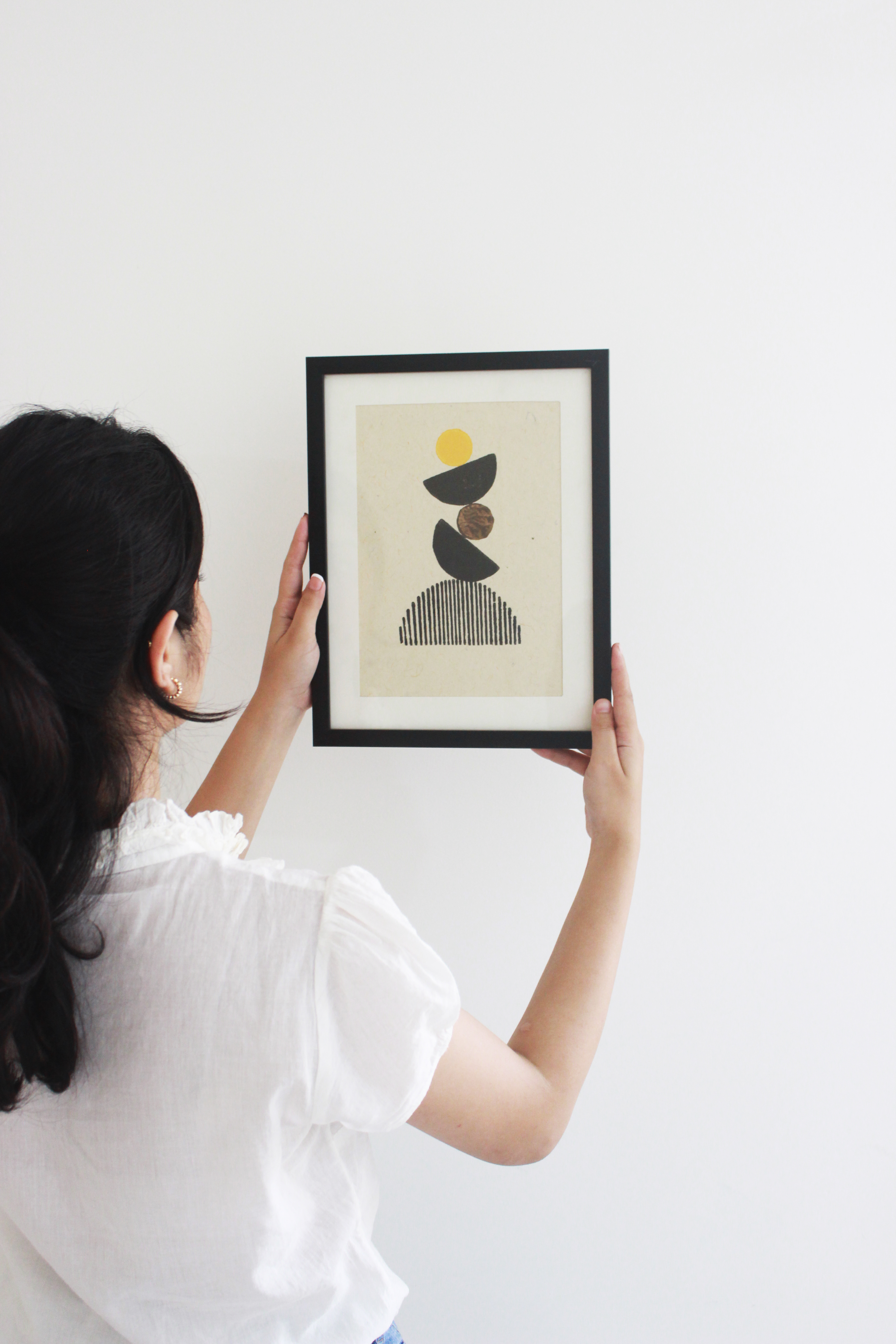 Wall Frame l Handblock printed artwork on handmade paper l 10" x 13" l The Balacing