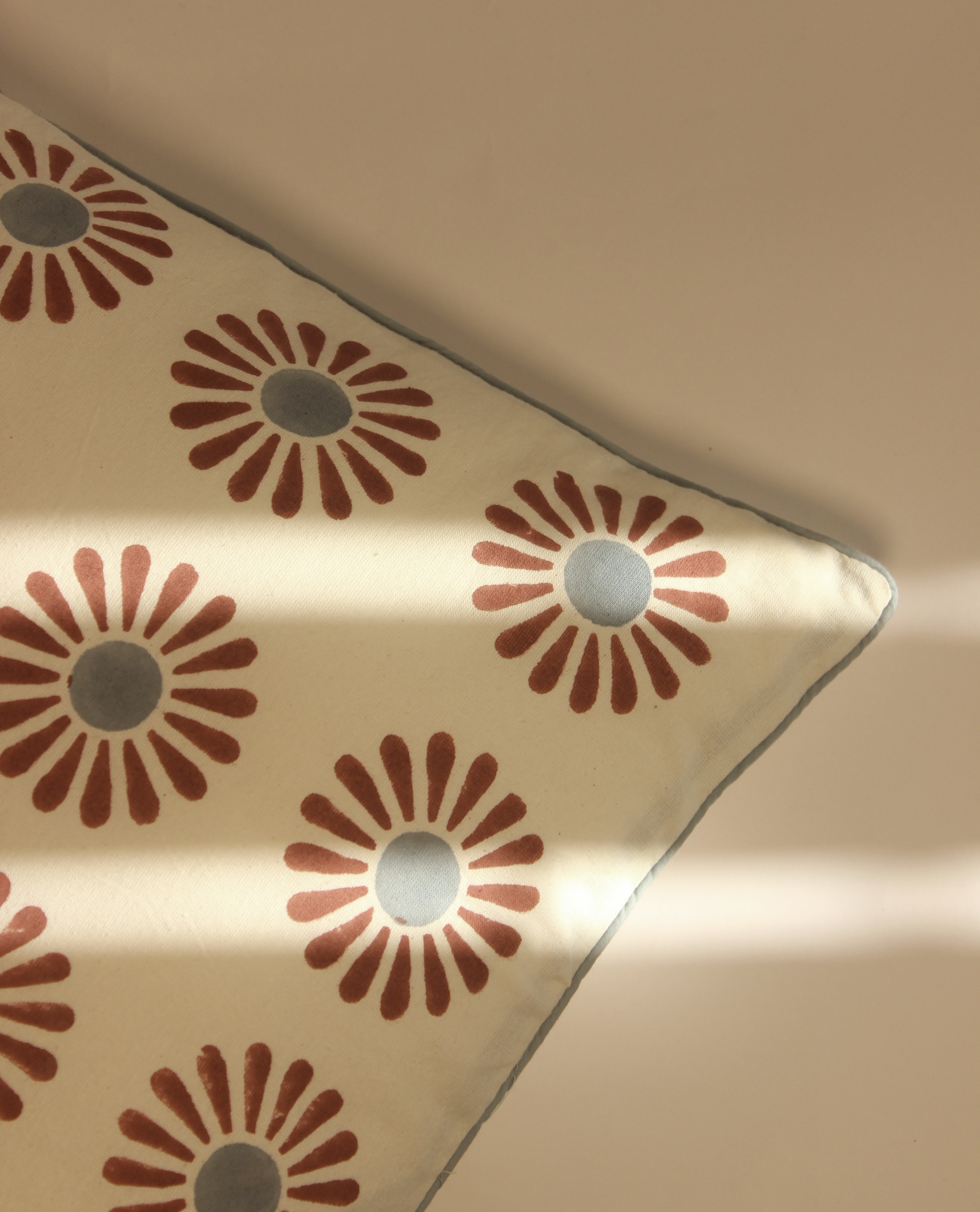 Daisy Block Printed Cotton Cushion Cover thumbnail 3