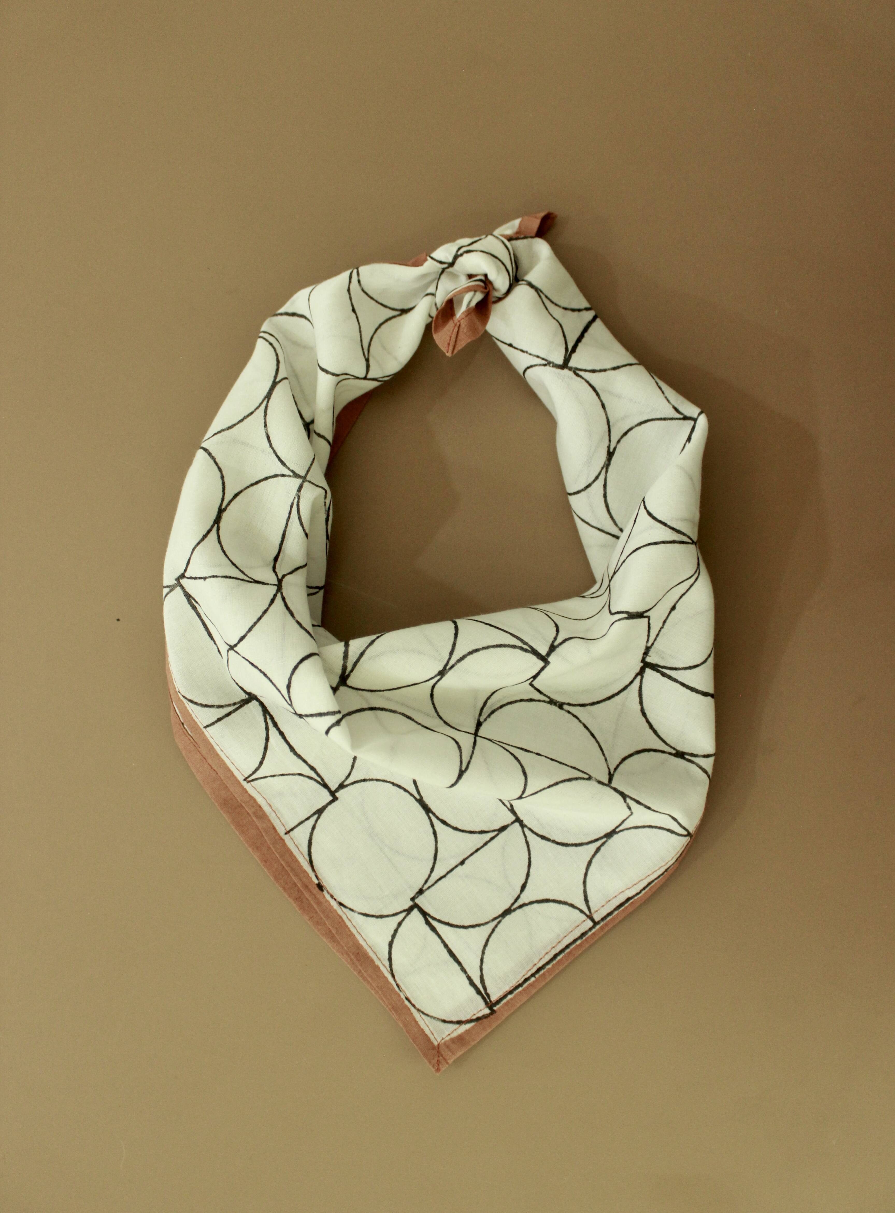 Art Deco Black and White Cotton Square Scarf thumbnail 3