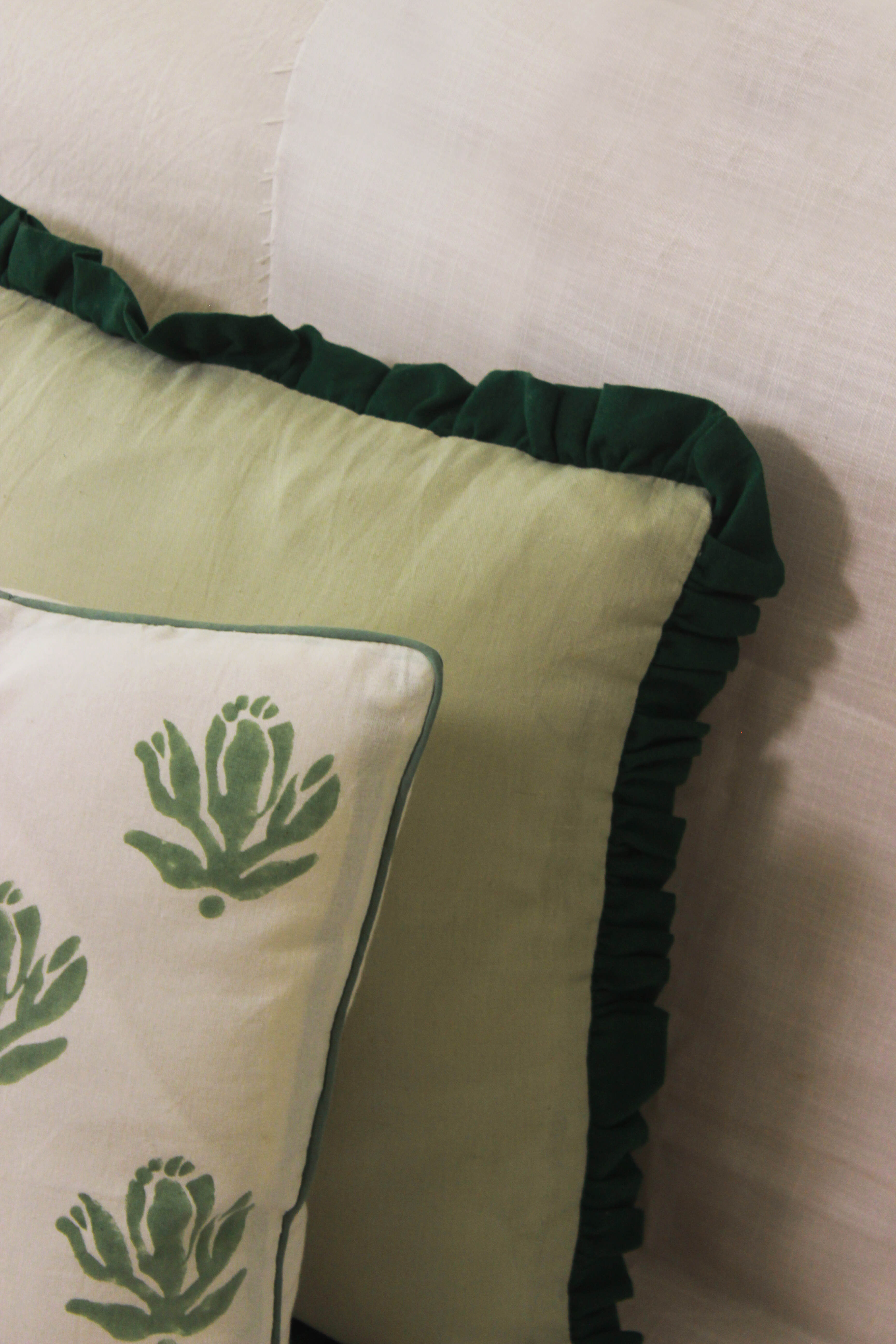 Wildflower Block Printed Cotton Cushion Cover thumbnail 4