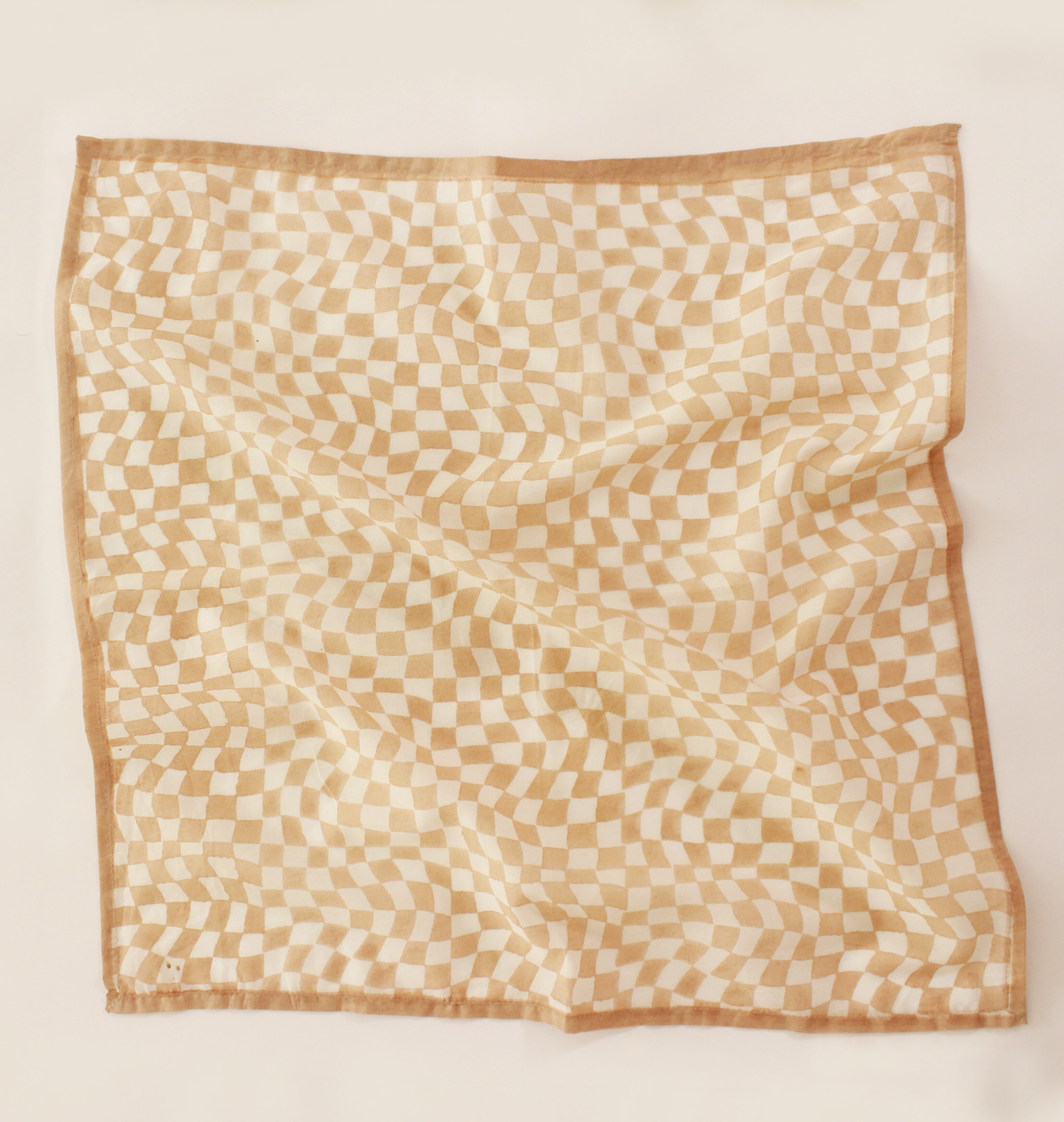 Mid-modern White and Peach Cotton Square Scarf thumbnail 5