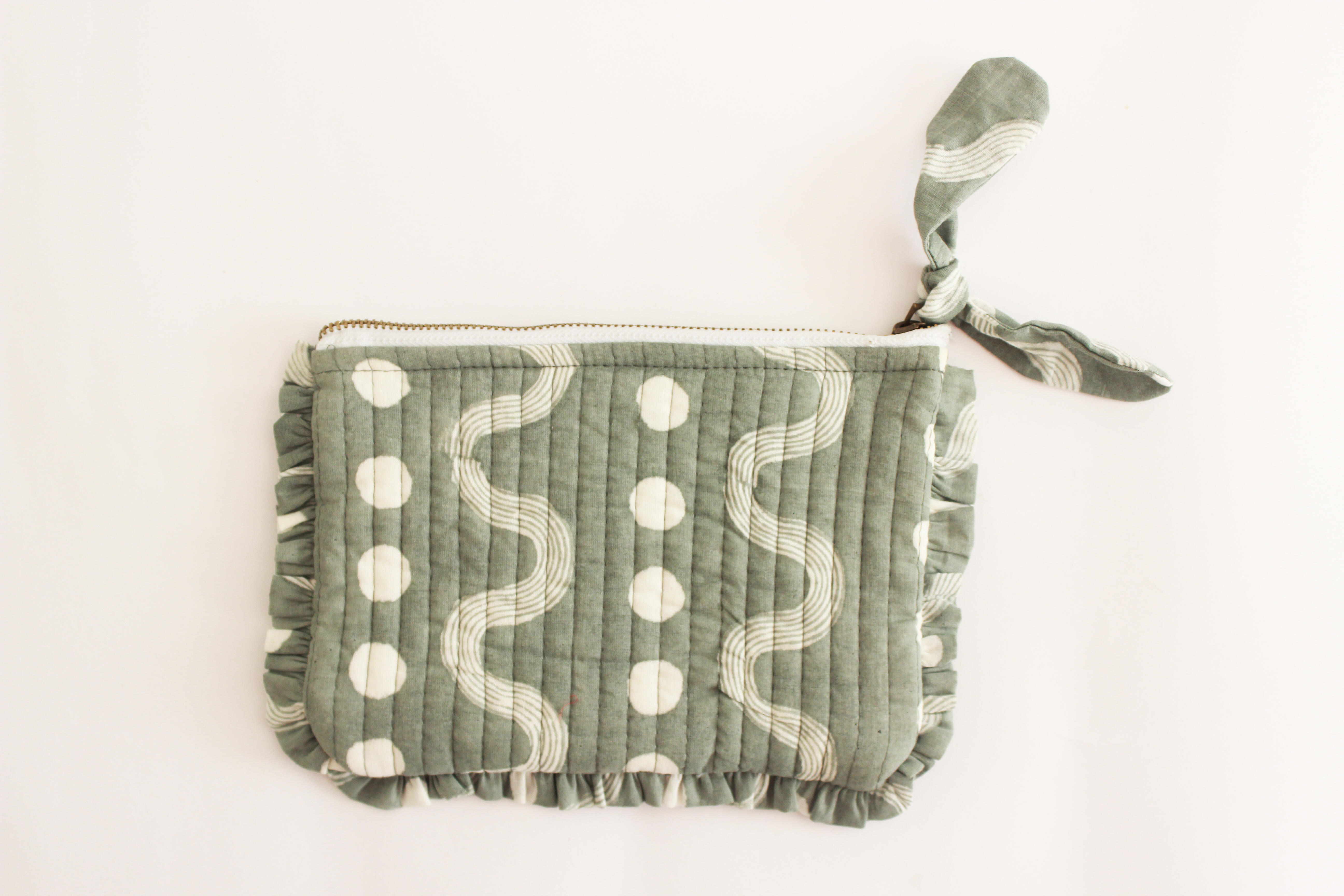 Sustainable Quilted Cotton Travel Pouch l Grey Organizer Kit l Set of three thumbnail 4