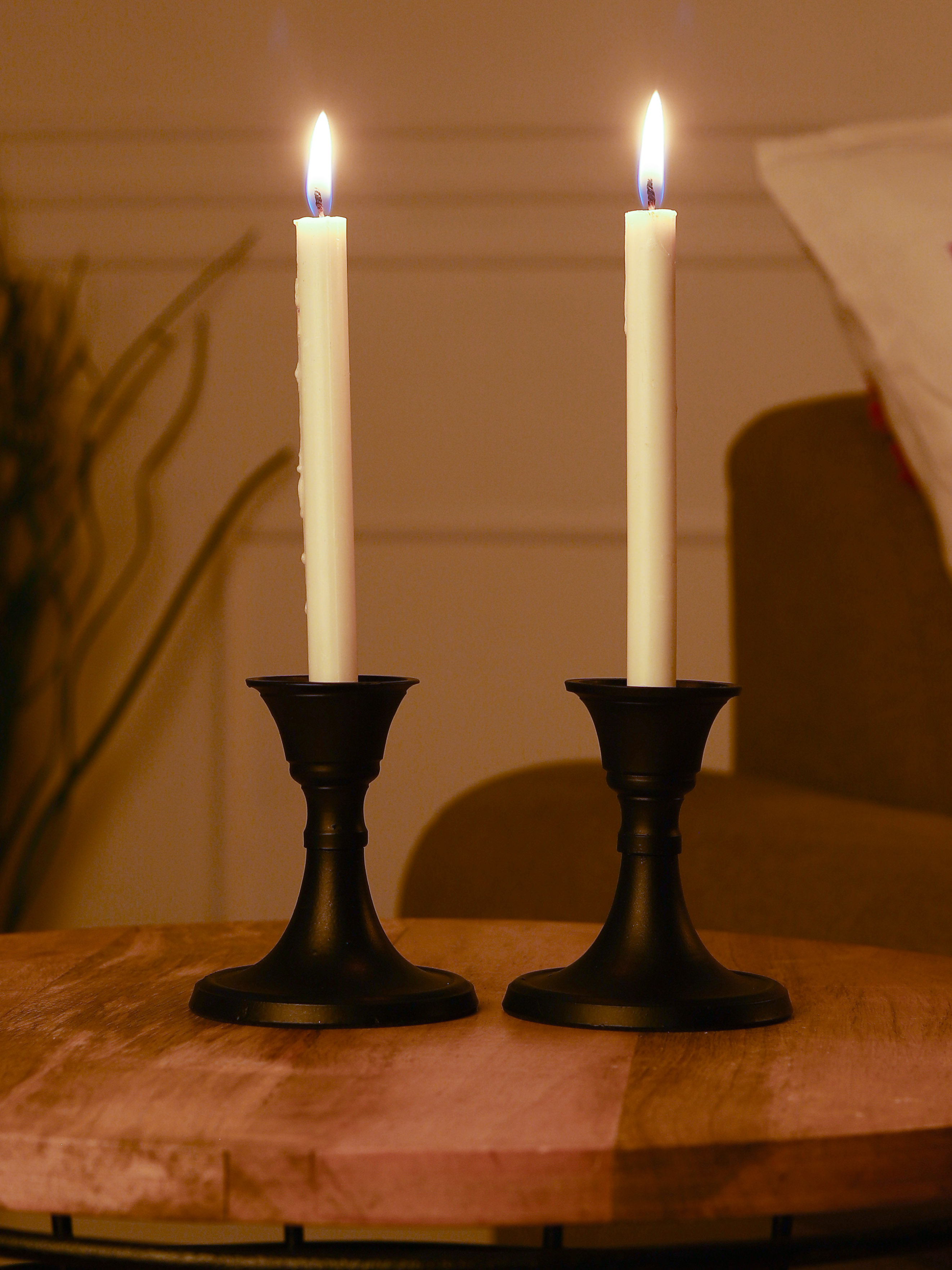 Metal Taper Candle Holder | Set of 2 - Black thumbnail 1