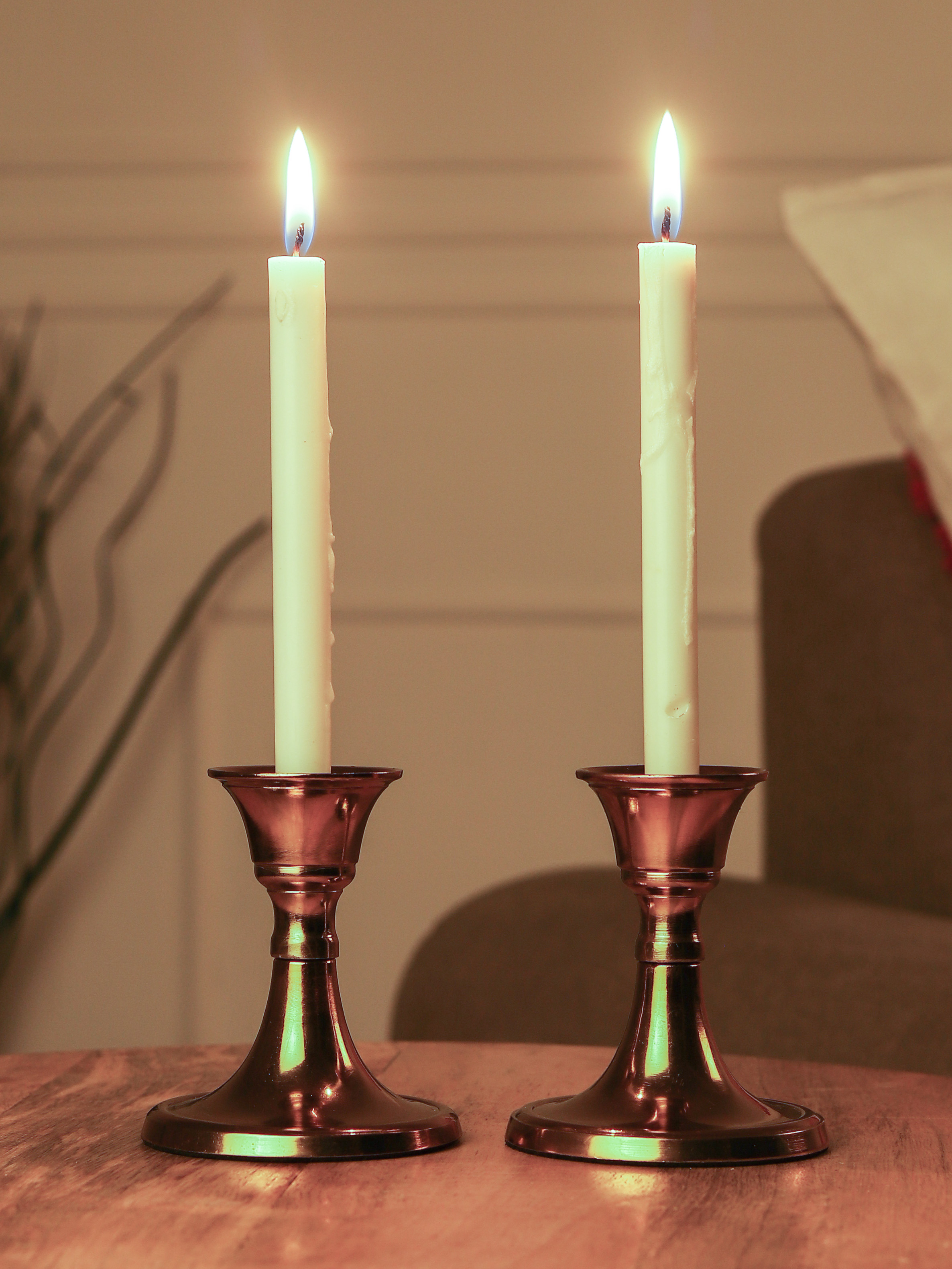 Metal Taper Candle Holder | Set of 2 - Gold thumbnail 1