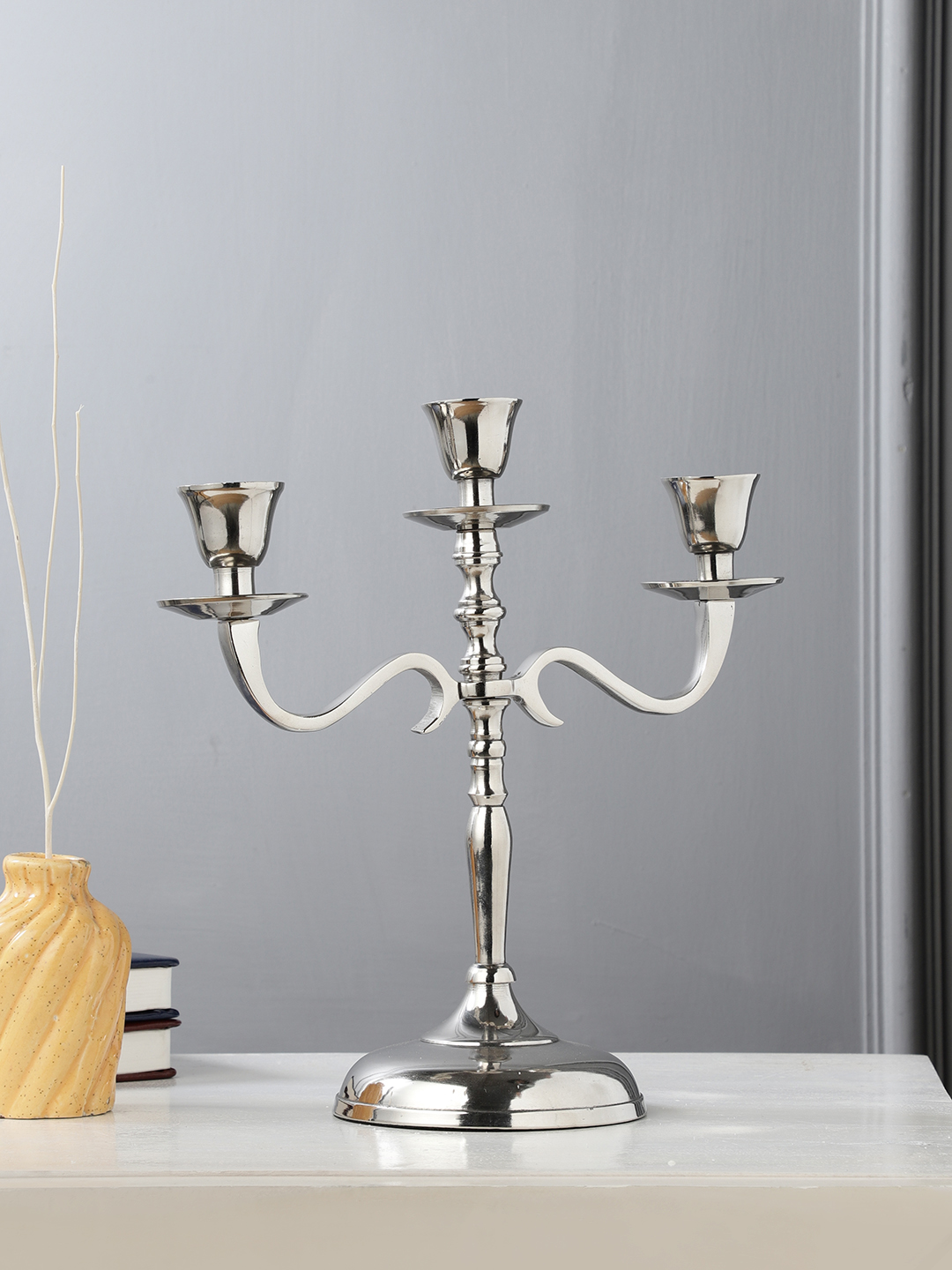 Metal Candelabra Candle sticks Holder - Nickel thumbnail 1