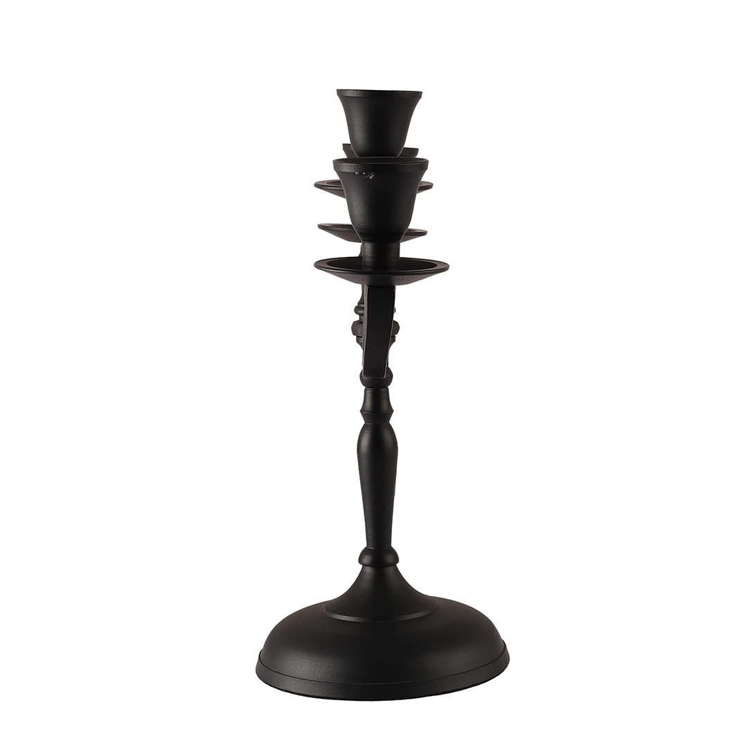 3 Arm Metal Candelabra Candlesticks Holder - Black thumbnail 4