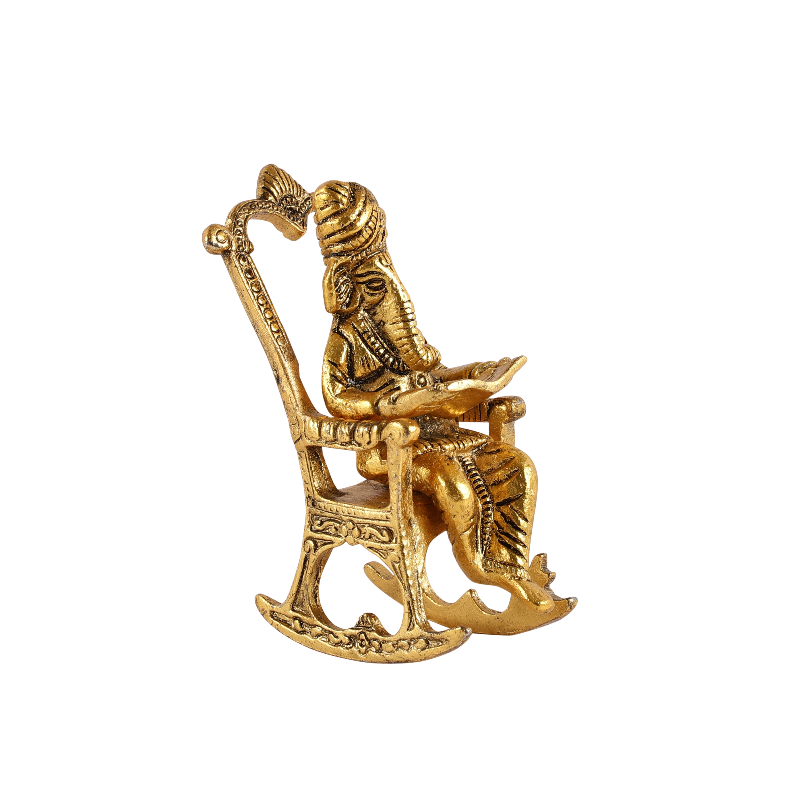 Lord Ganpati Ji Idol on Chair Metal Showpiece thumbnail 2