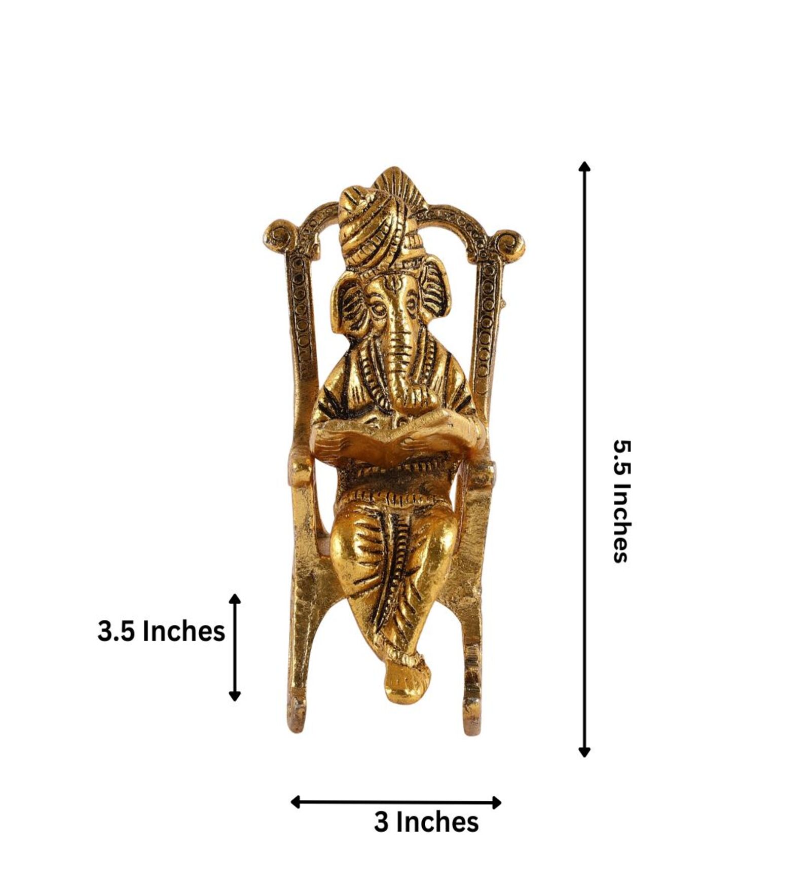 Lord Ganpati Ji Idol on Chair Metal Showpiece thumbnail 4