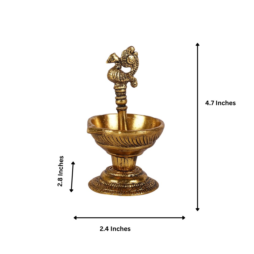 Decorative Peacock Metal Diya thumbnail 4