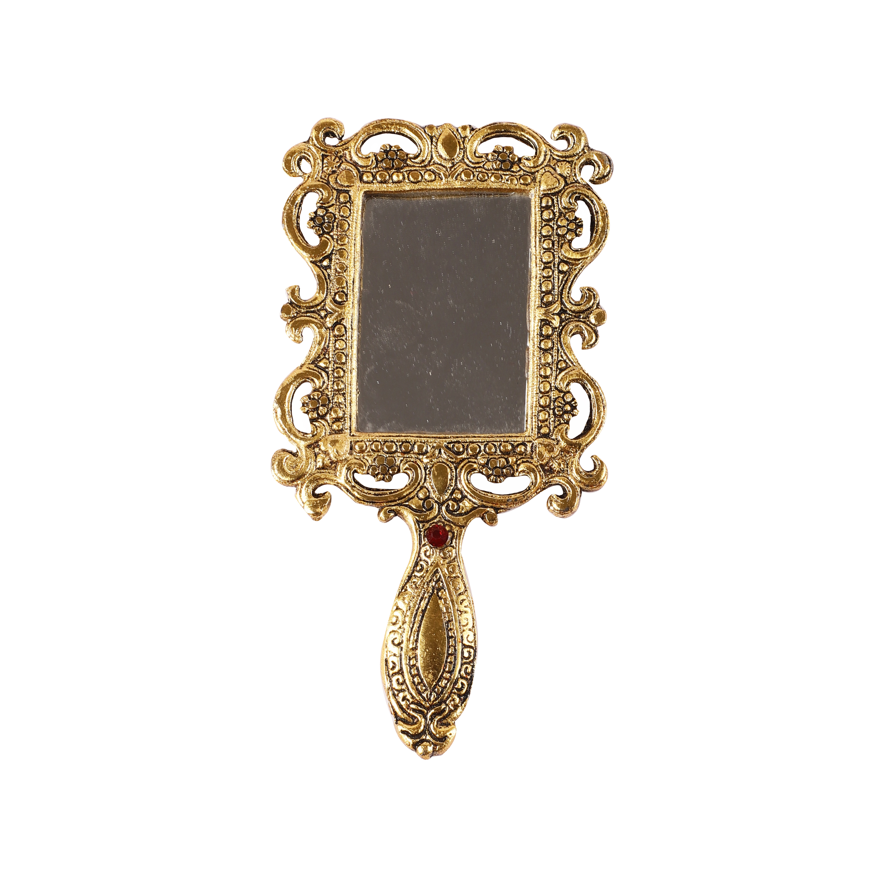 Vintage-Inspired Small Handheld Metal Mirror