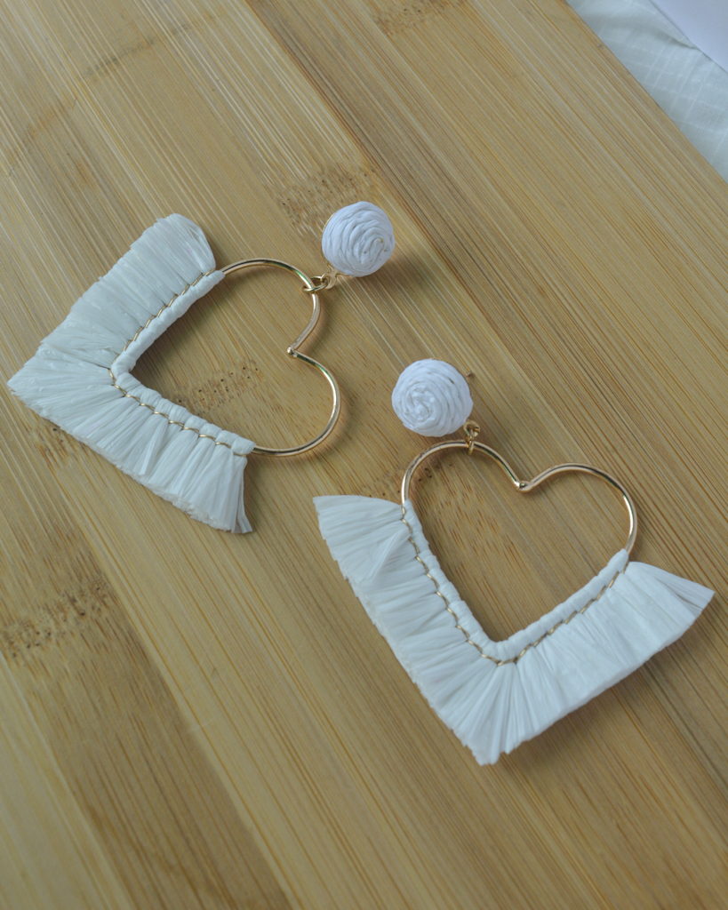 Raffia Heart Earrings - alternate view