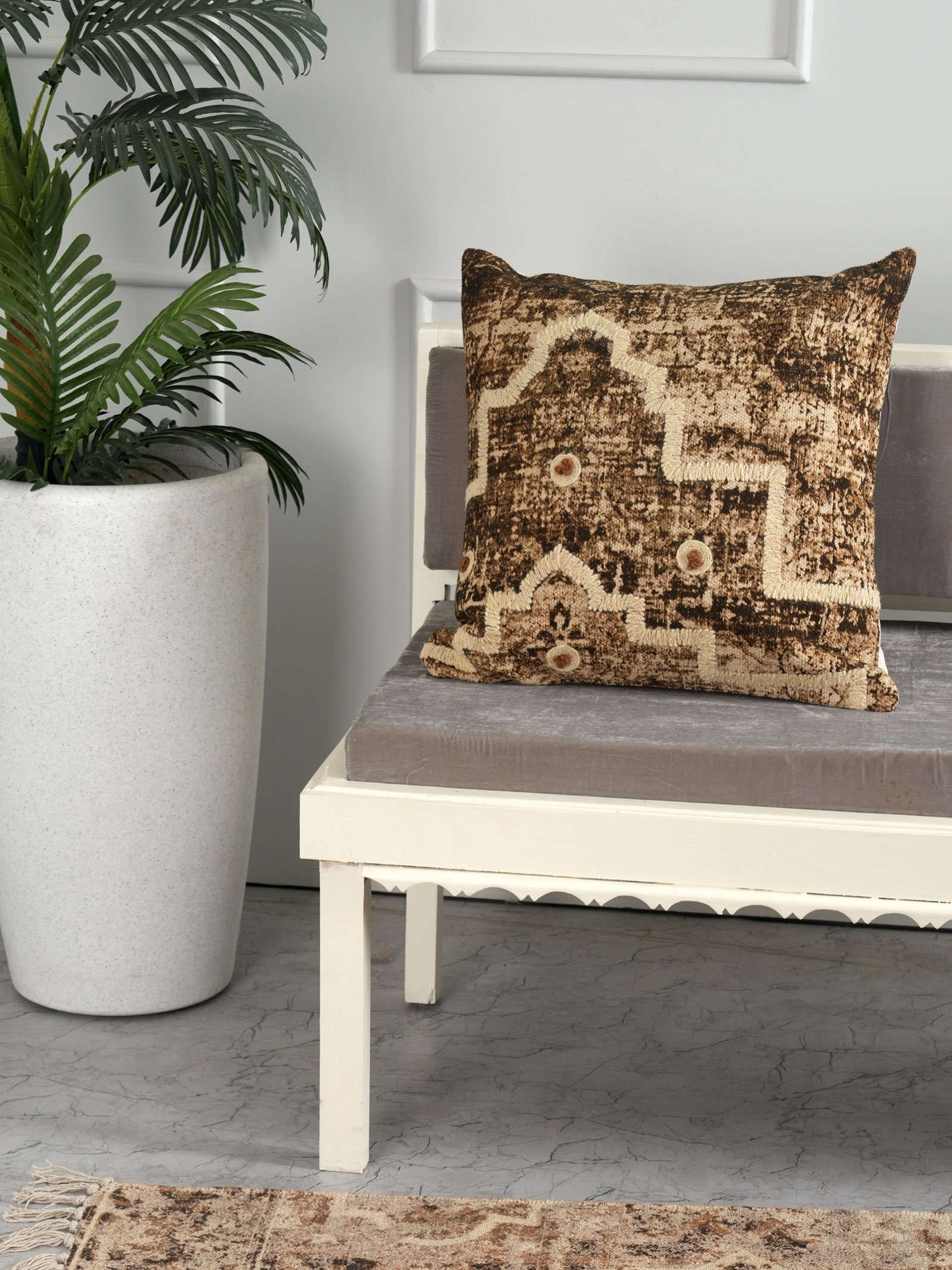 Retro Elegance Embroidered Cushion Cover thumbnail 1