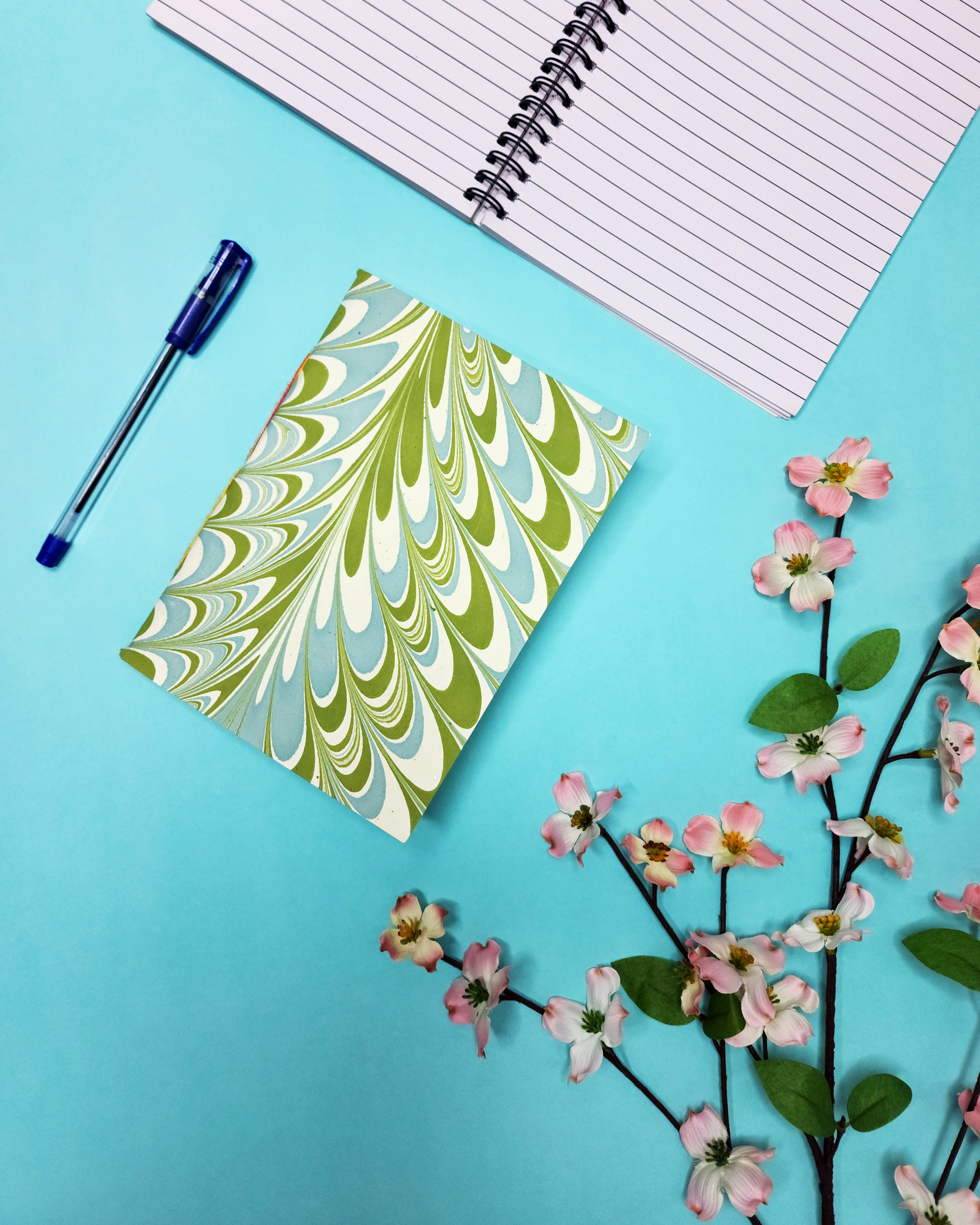 A5 Ebru Softcover Notebook | Green Marvel - alternate view