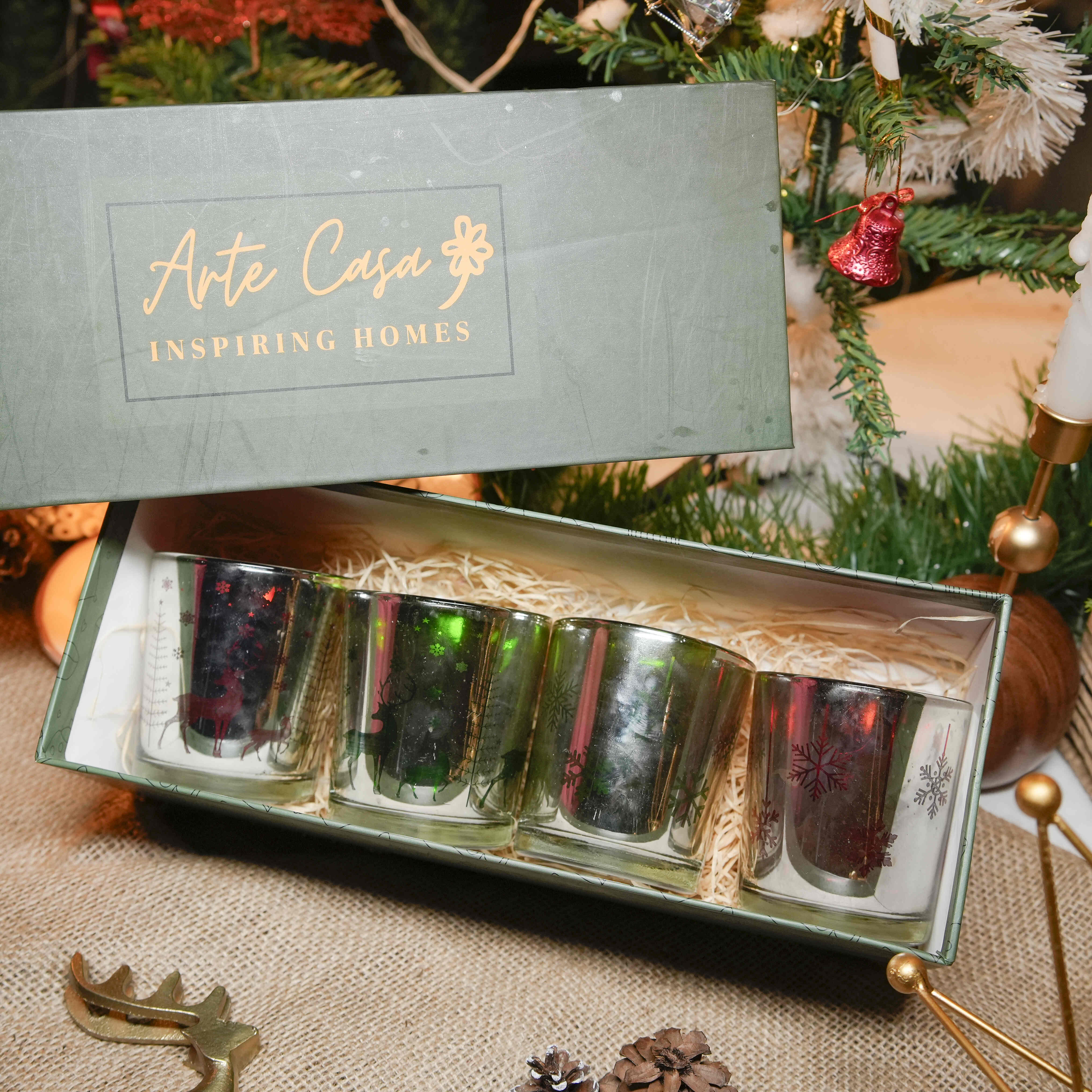 Tealight Holder Box | Set of 4 Votive Tealight Holder