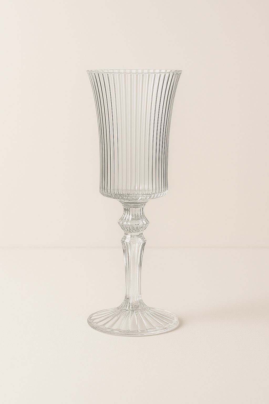 Vintage-Inspired Ribbed Glass Champagne Flute - Set of 2 | Tall Crystal Stem Glass (150 ml) - alternate view
