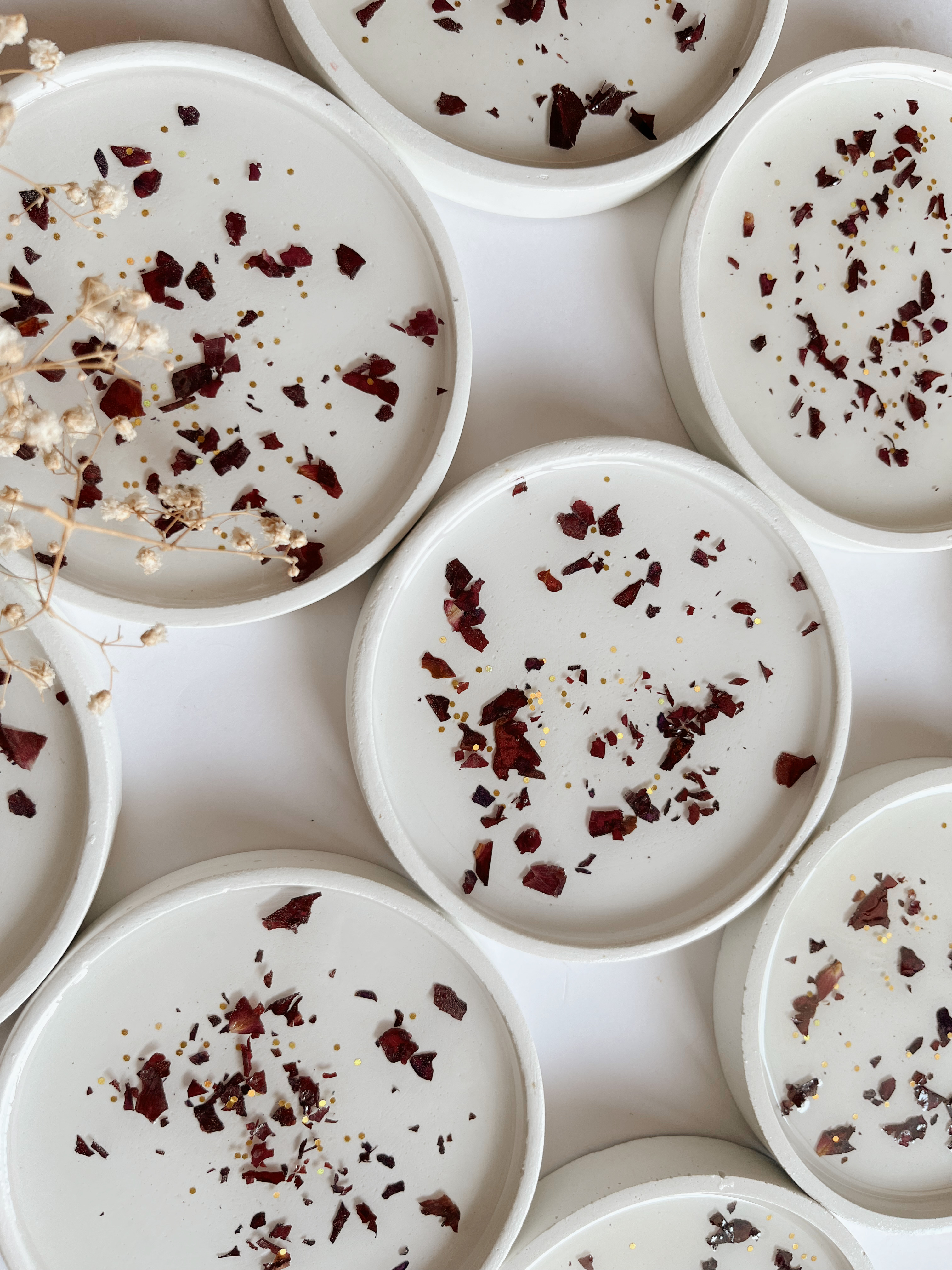 Concrete Resin Petals Coasters - alternate view