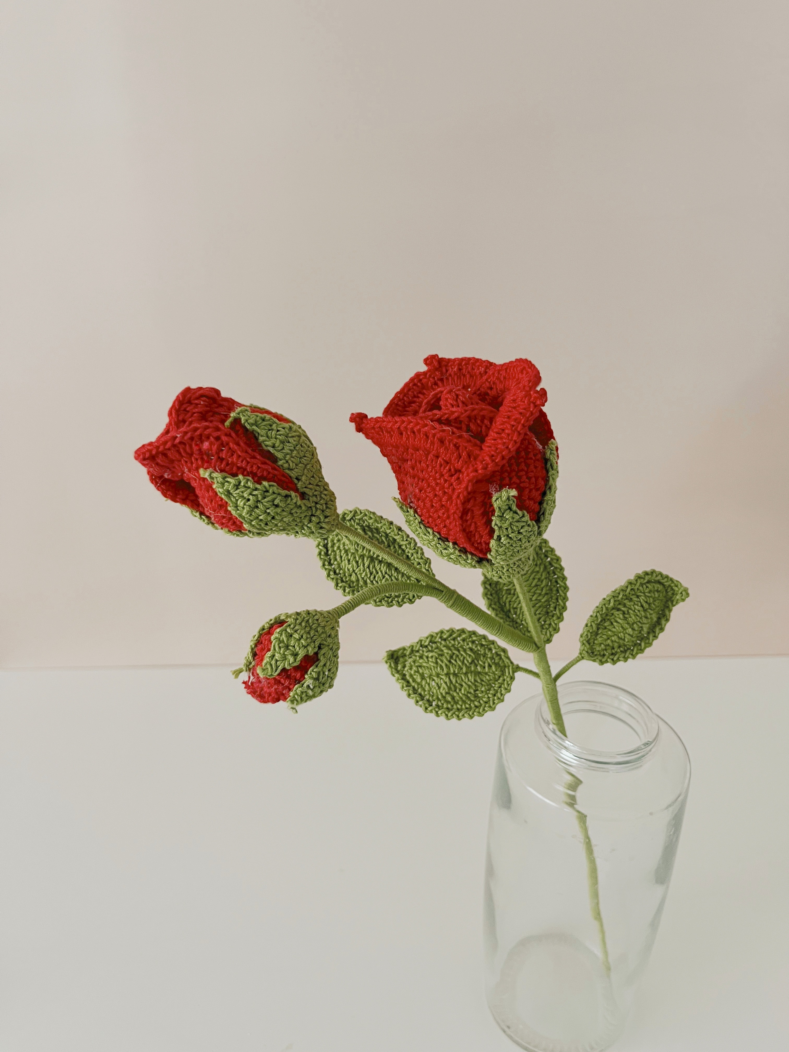 Crochet Rose With 2 Buds | Small Bud + Medium Bud + 4 Leaves