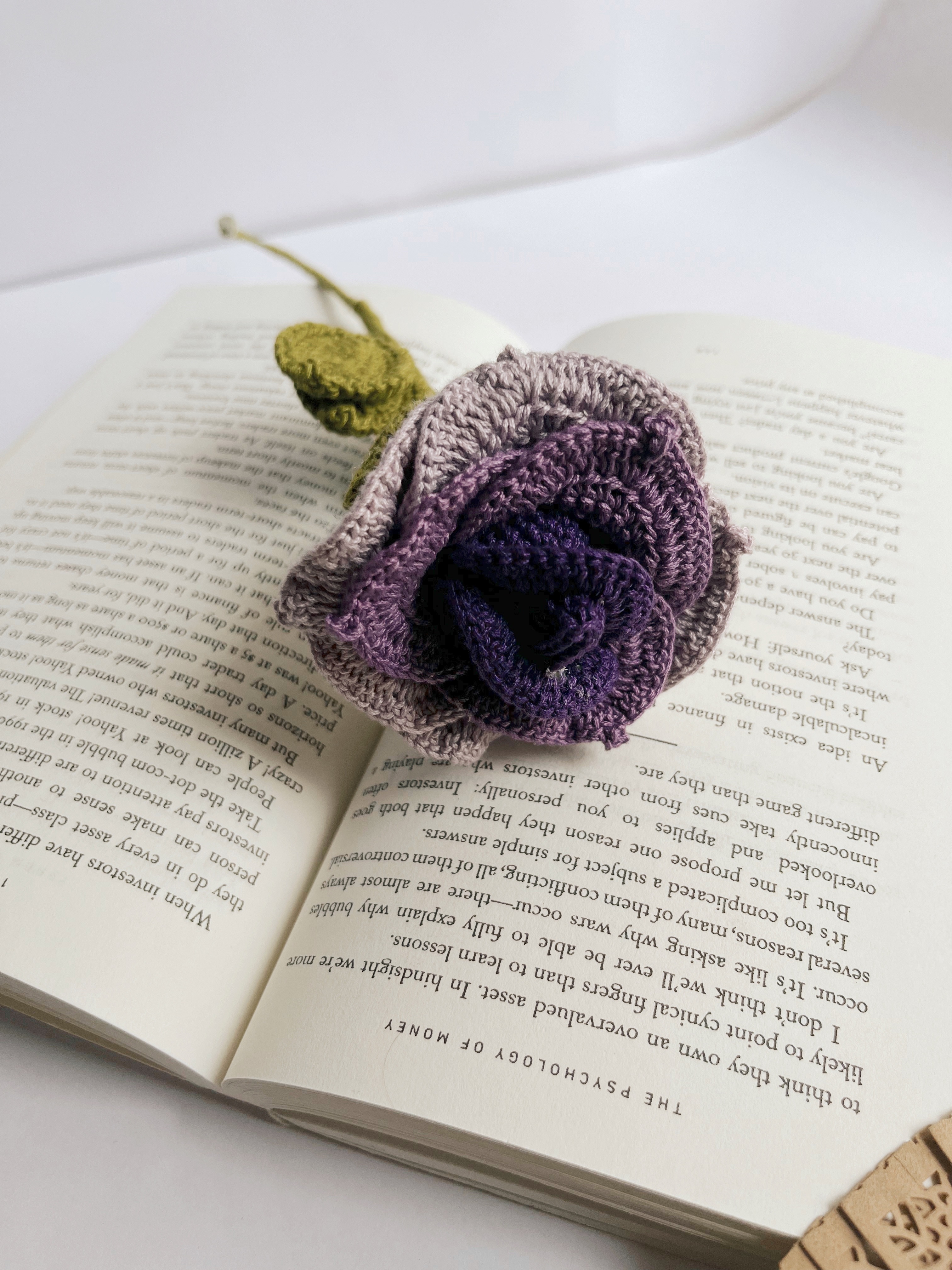 Crochet Thai Bouquet | 3 Thai Roses + 1 Fountain Leaf Stick | Hanndmade - alternate view