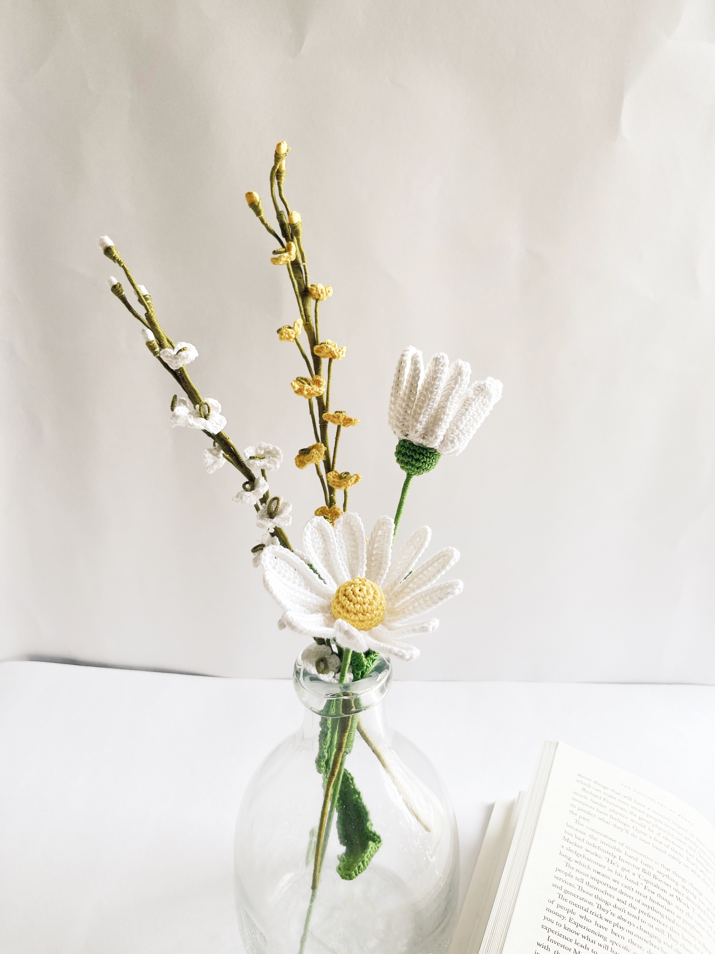 Crochet Daisy Orchid Bouquet | Includes 2 daisy , 2 orchid | Handmade