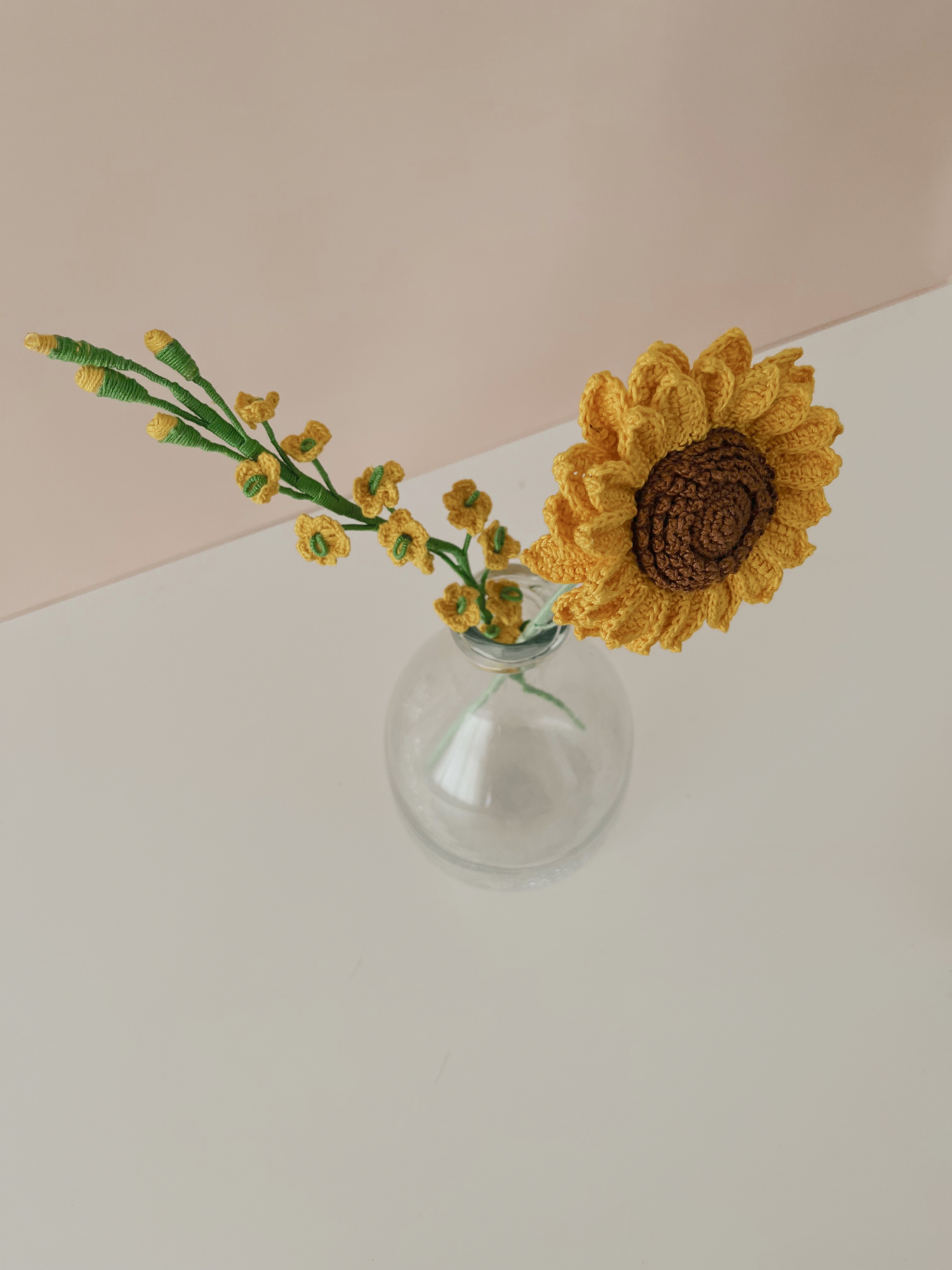 Crochet Sunflower Orchid Bouquet | Includes 1 sunflower + 1 orchid | Handmade