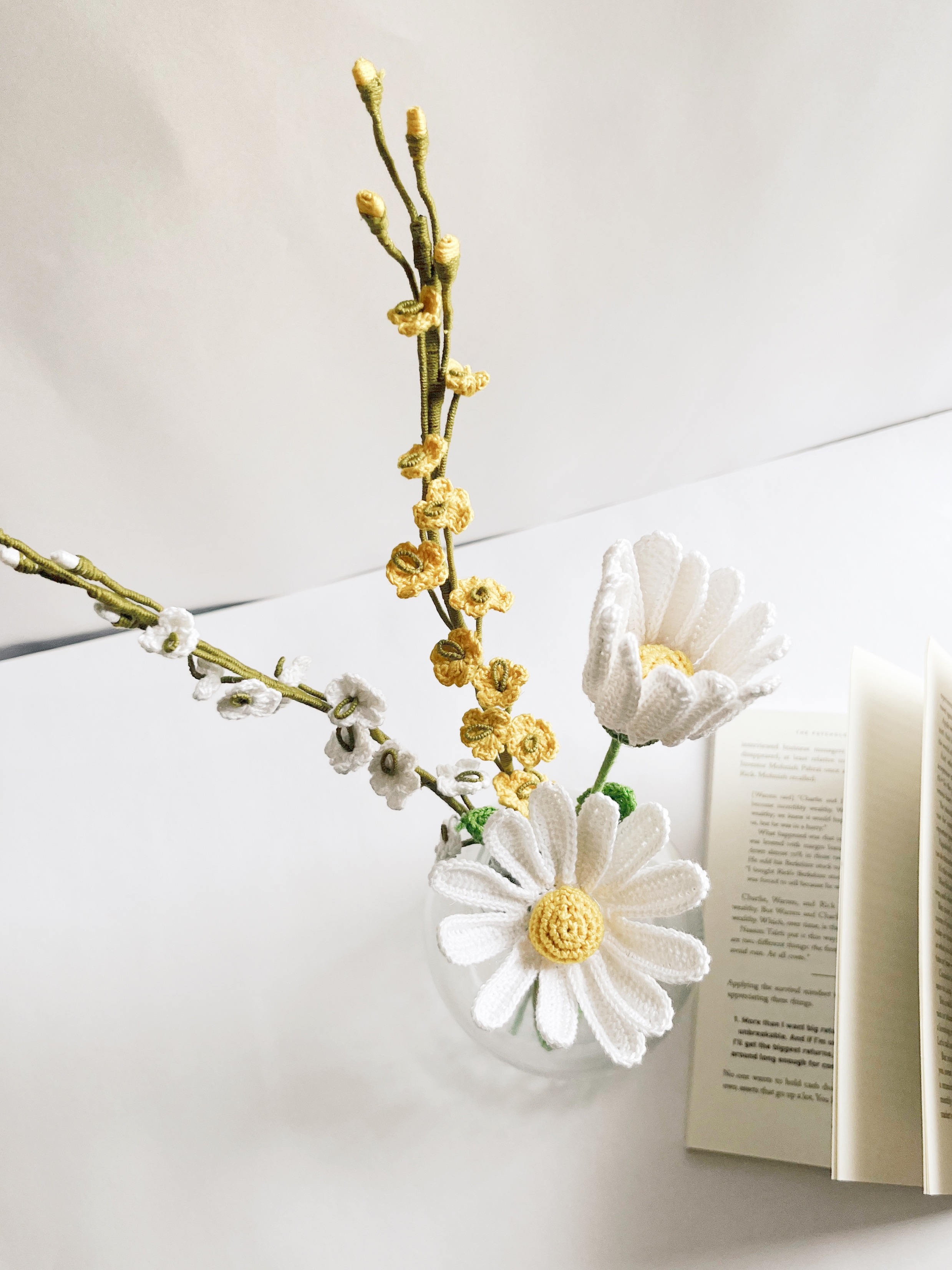 Crochet Daisy Orchid Bouquet | Includes 2 daisy , 2 orchid | Handmade thumbnail 3