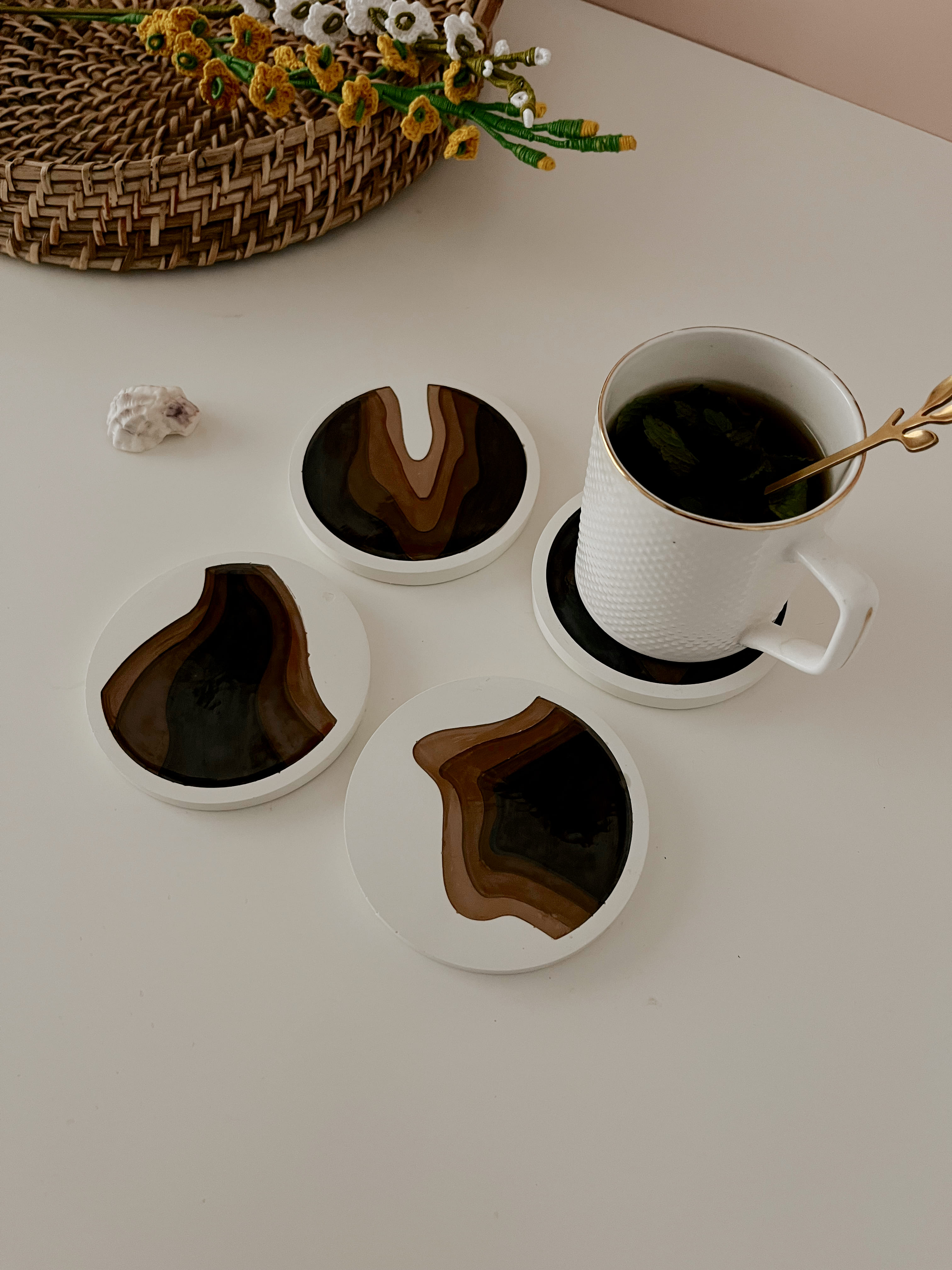 Contour Coasters - Set of 4 | Resin | Handmade