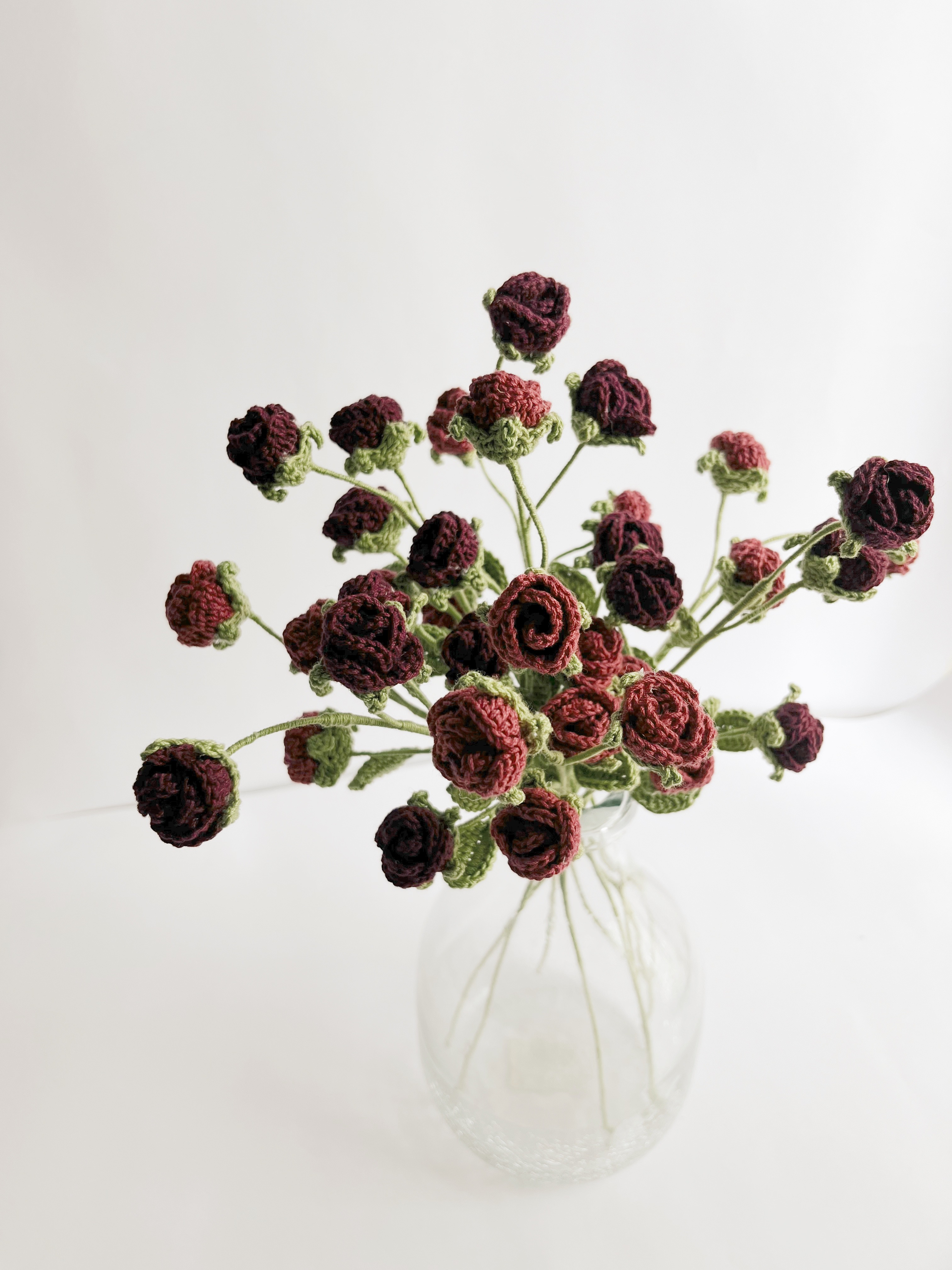 Crochet Mini Rose Bunch | Set of 2 Flowers - alternate view