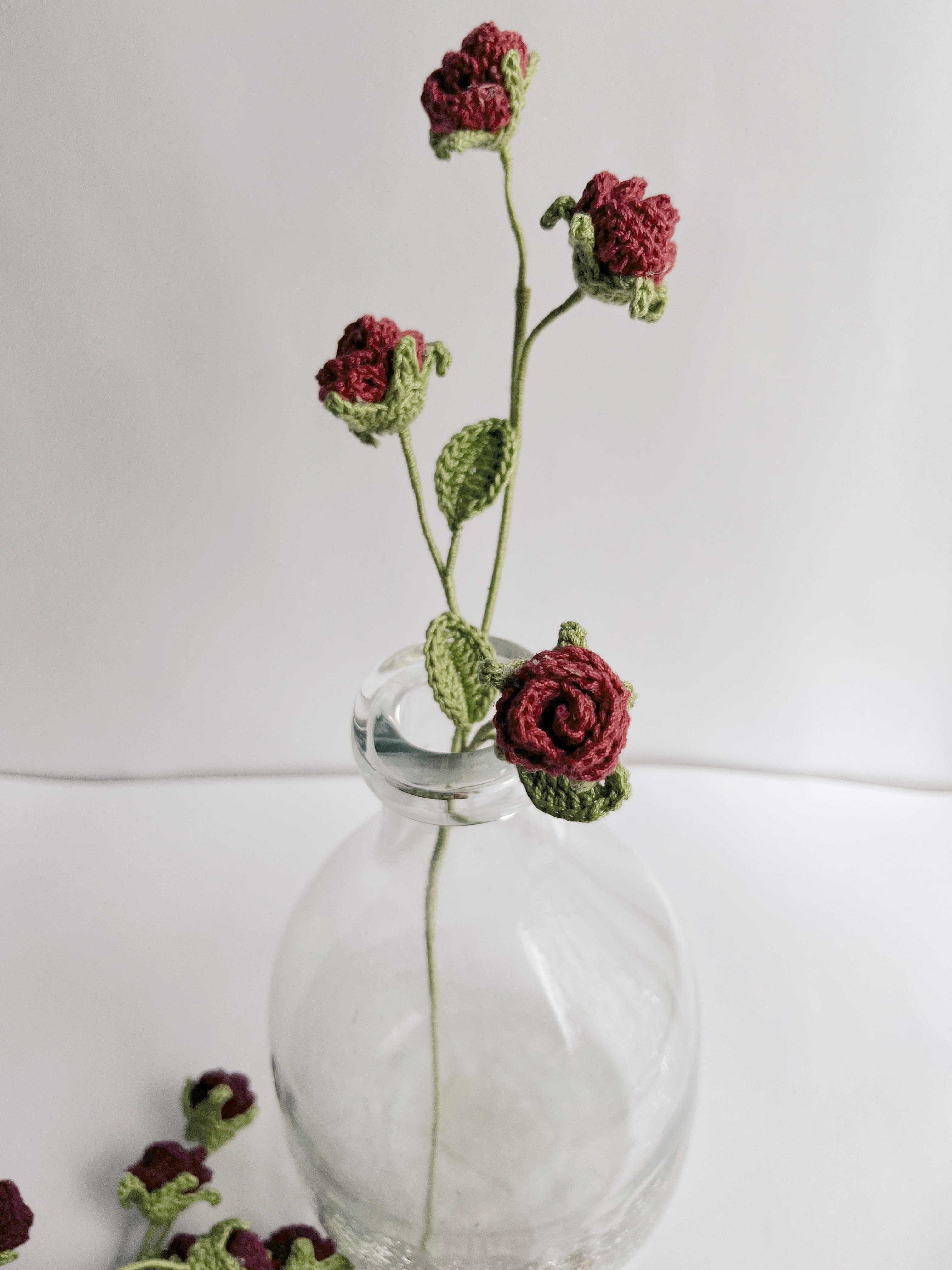 Crochet Mini Rose Bunch | Set of 2 Flowers thumbnail 4