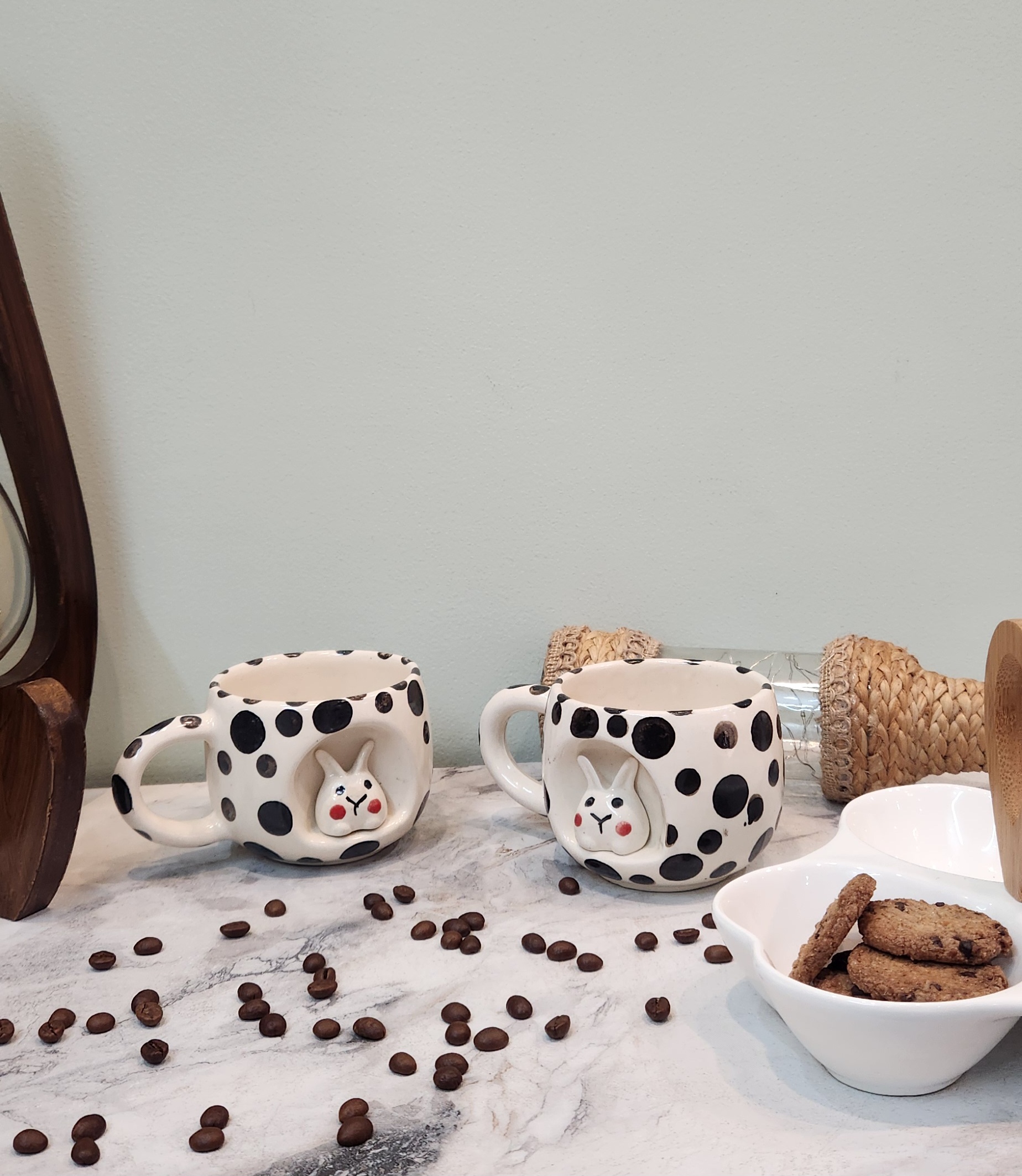 Bunny in the House Coffee Mugs - Set of 2 | 250 ml | Microwave Safe