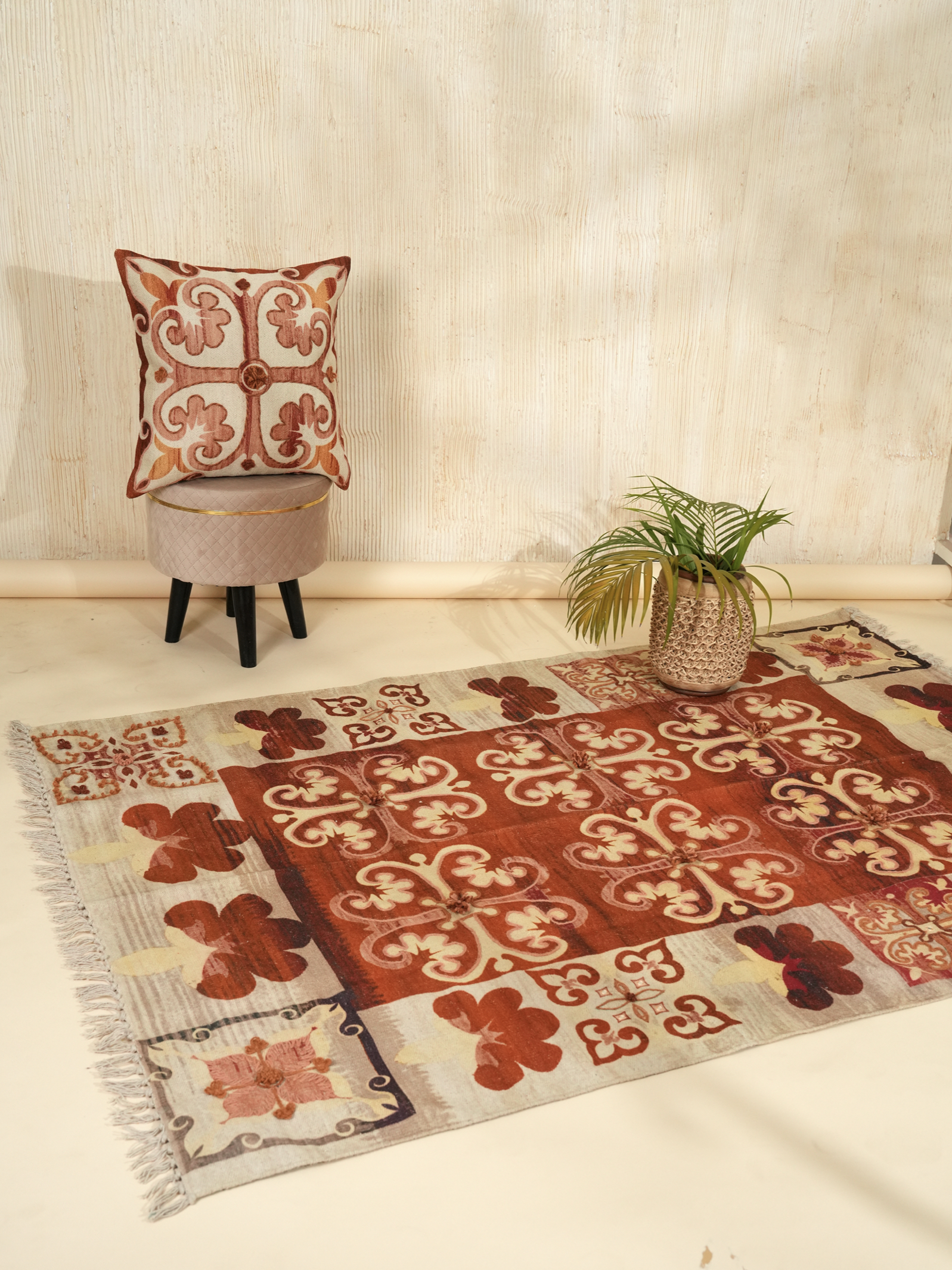 Mustard Mingle Embroidered Rug